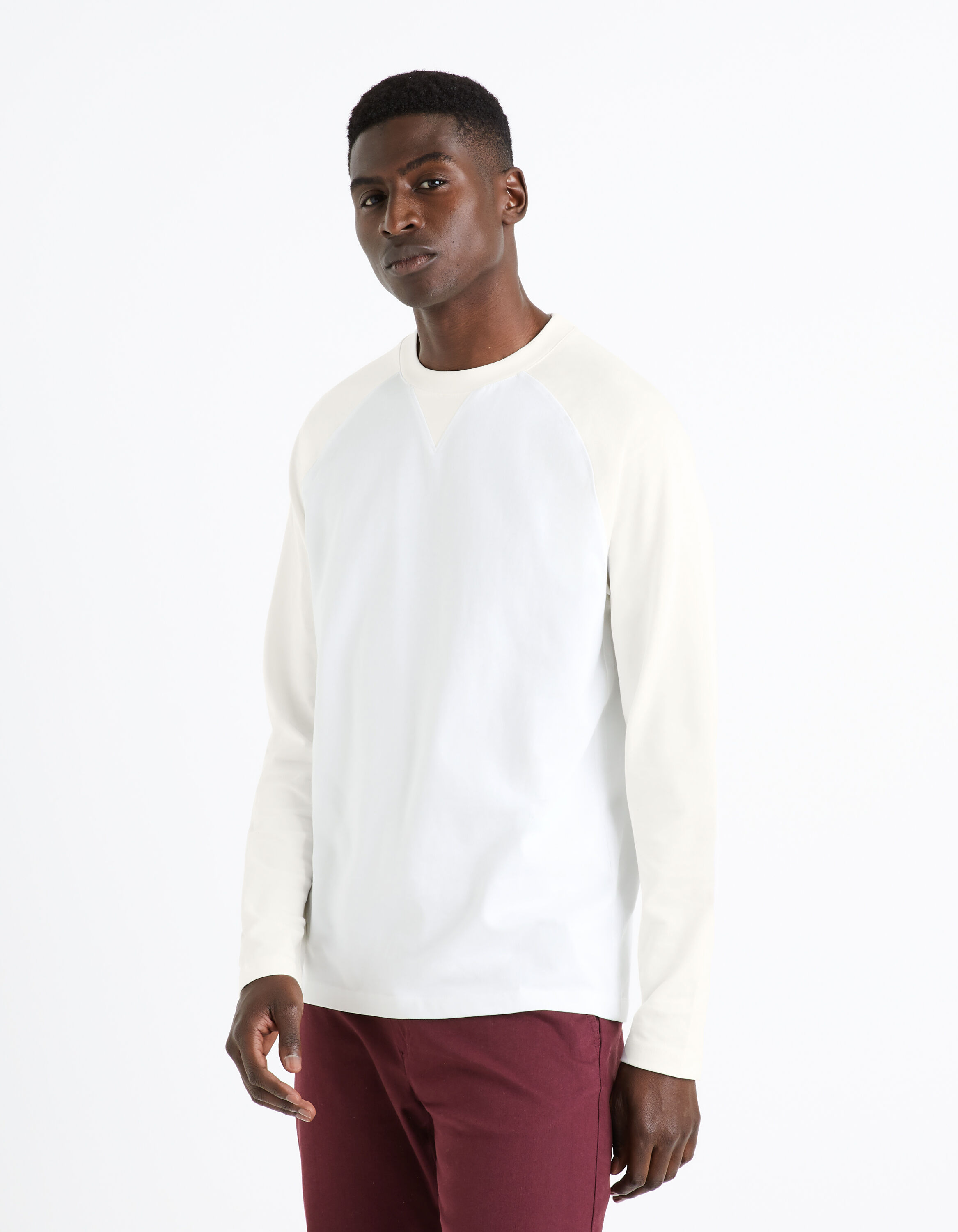 T-shirt col rond 100% coton - &eacute;cru