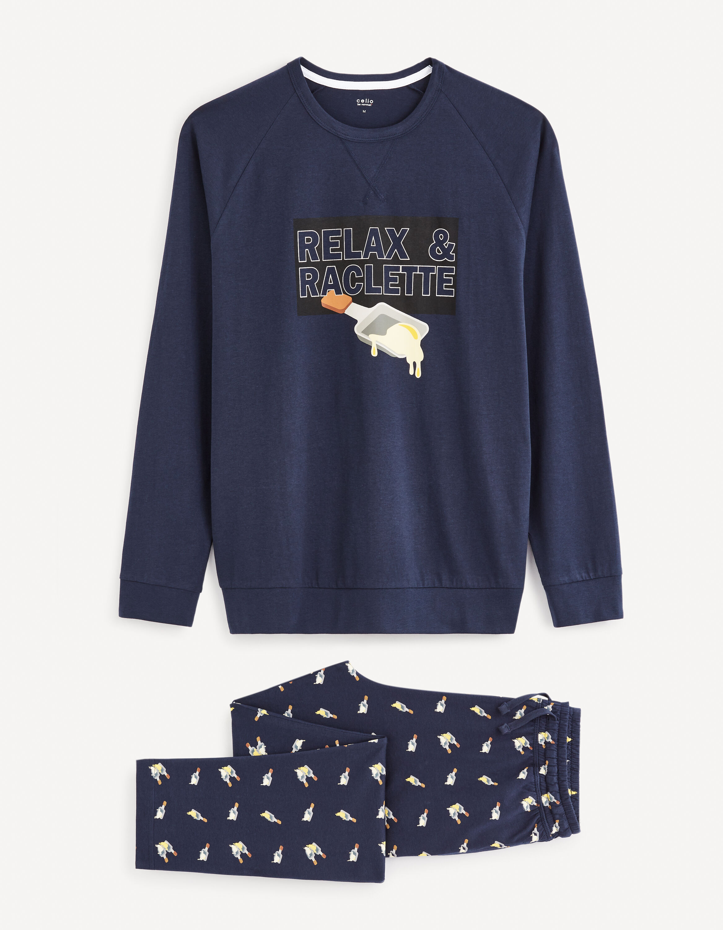 Pyjama raclette 100% coton - marine