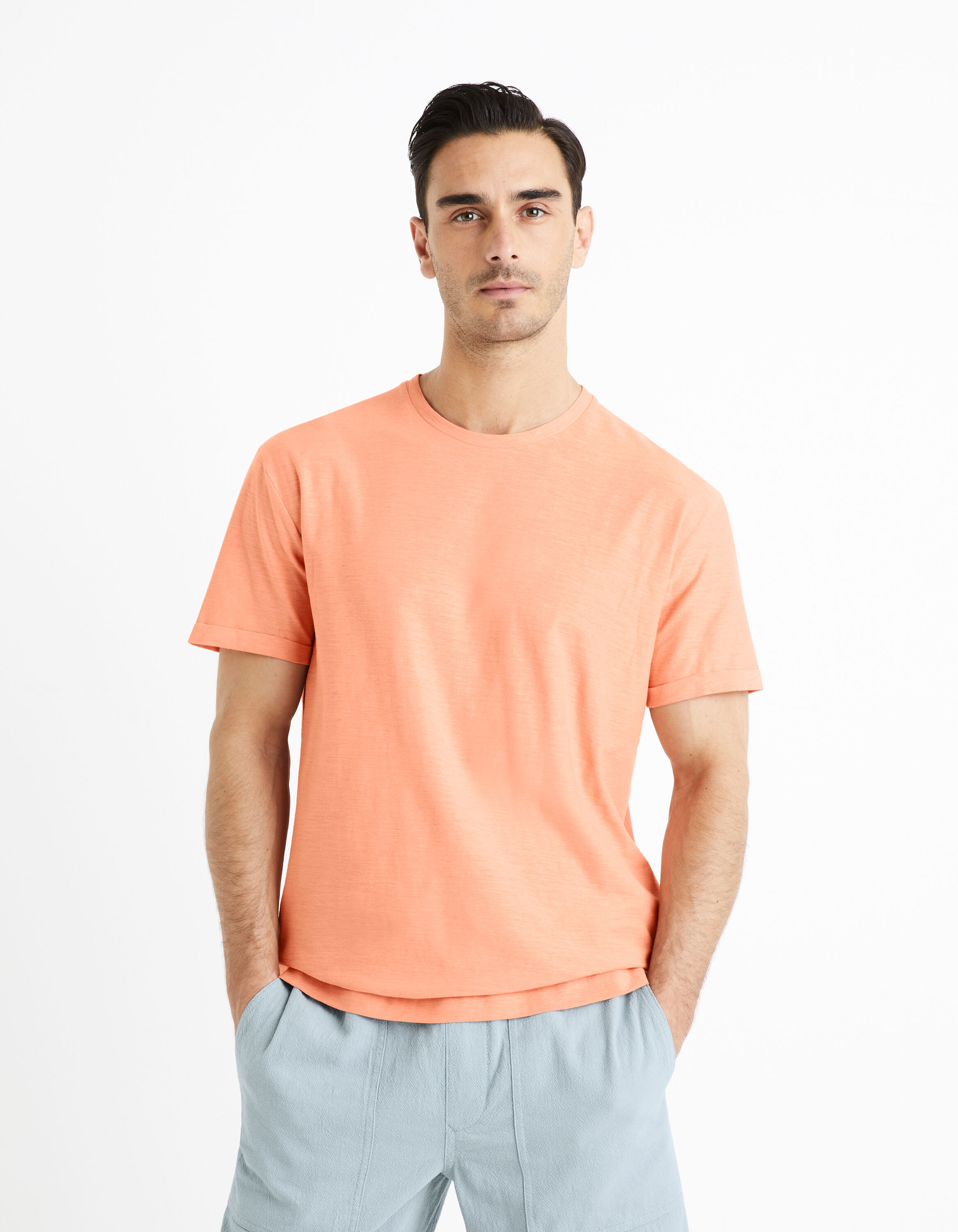 T-shirt col rond 100% coton - orange