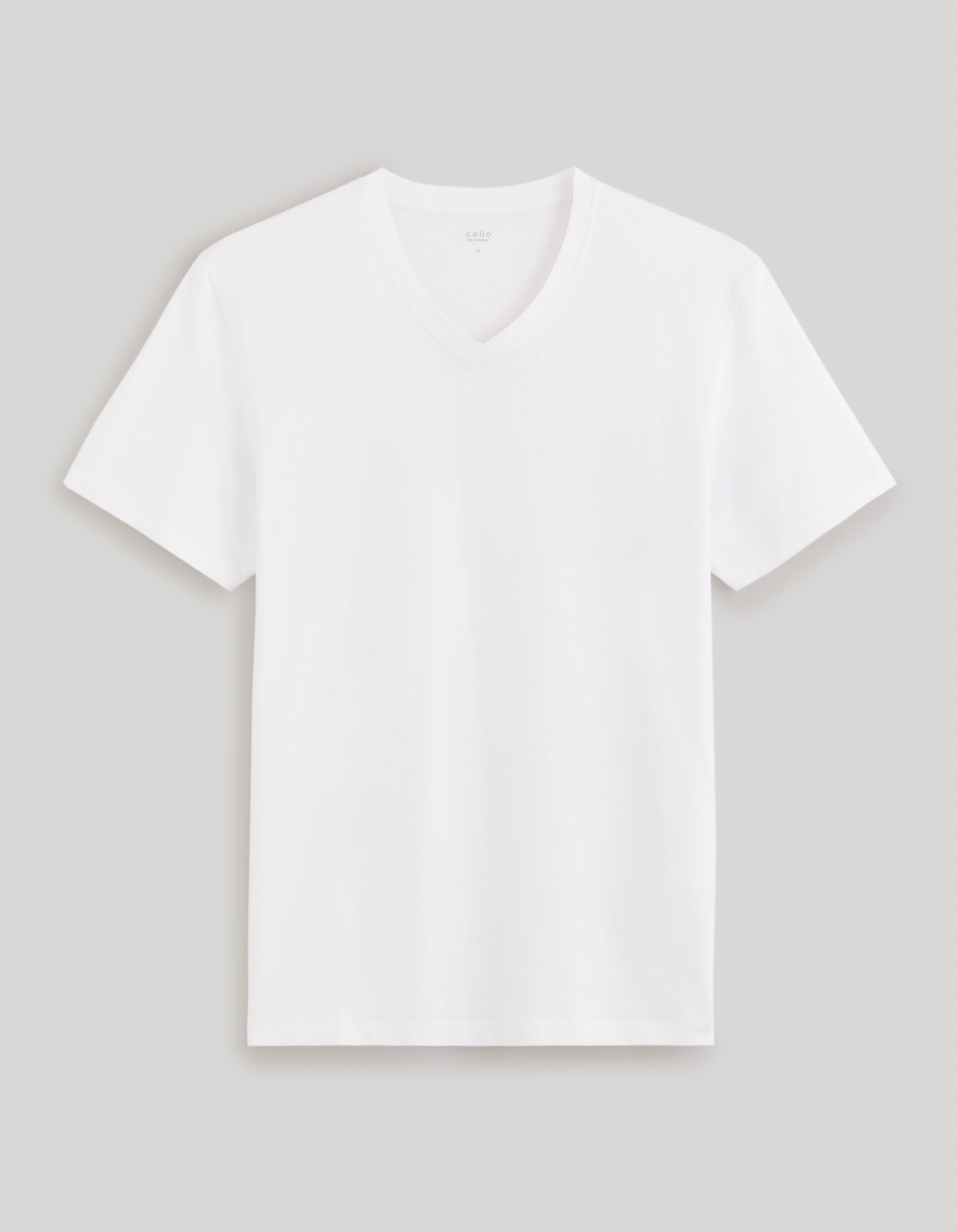 T-shirt col V 100% coton -blanc