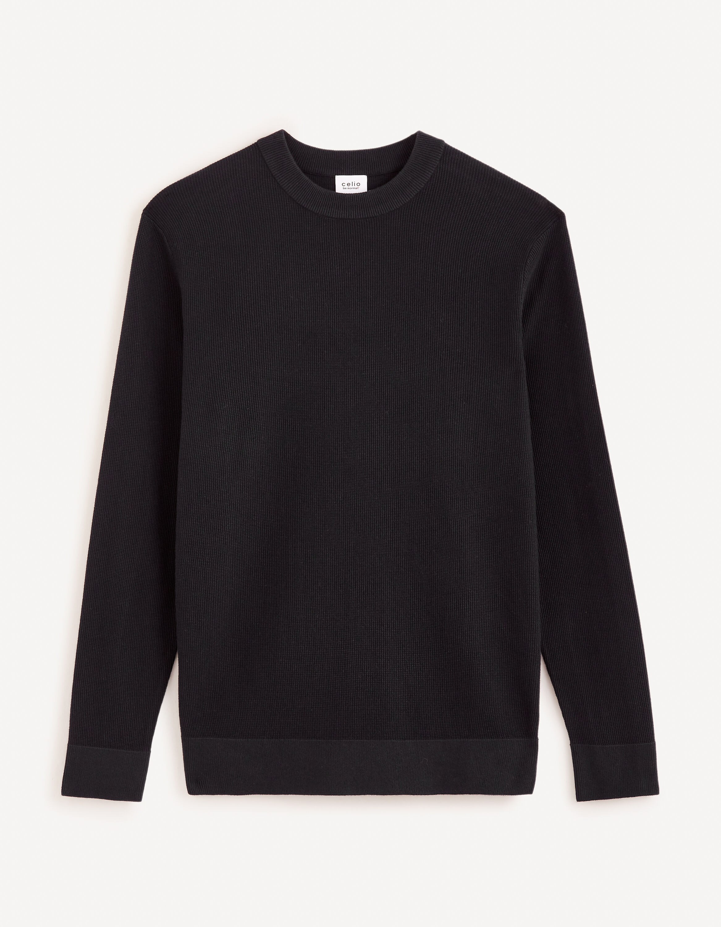 Pull col rond 100% coton - noir