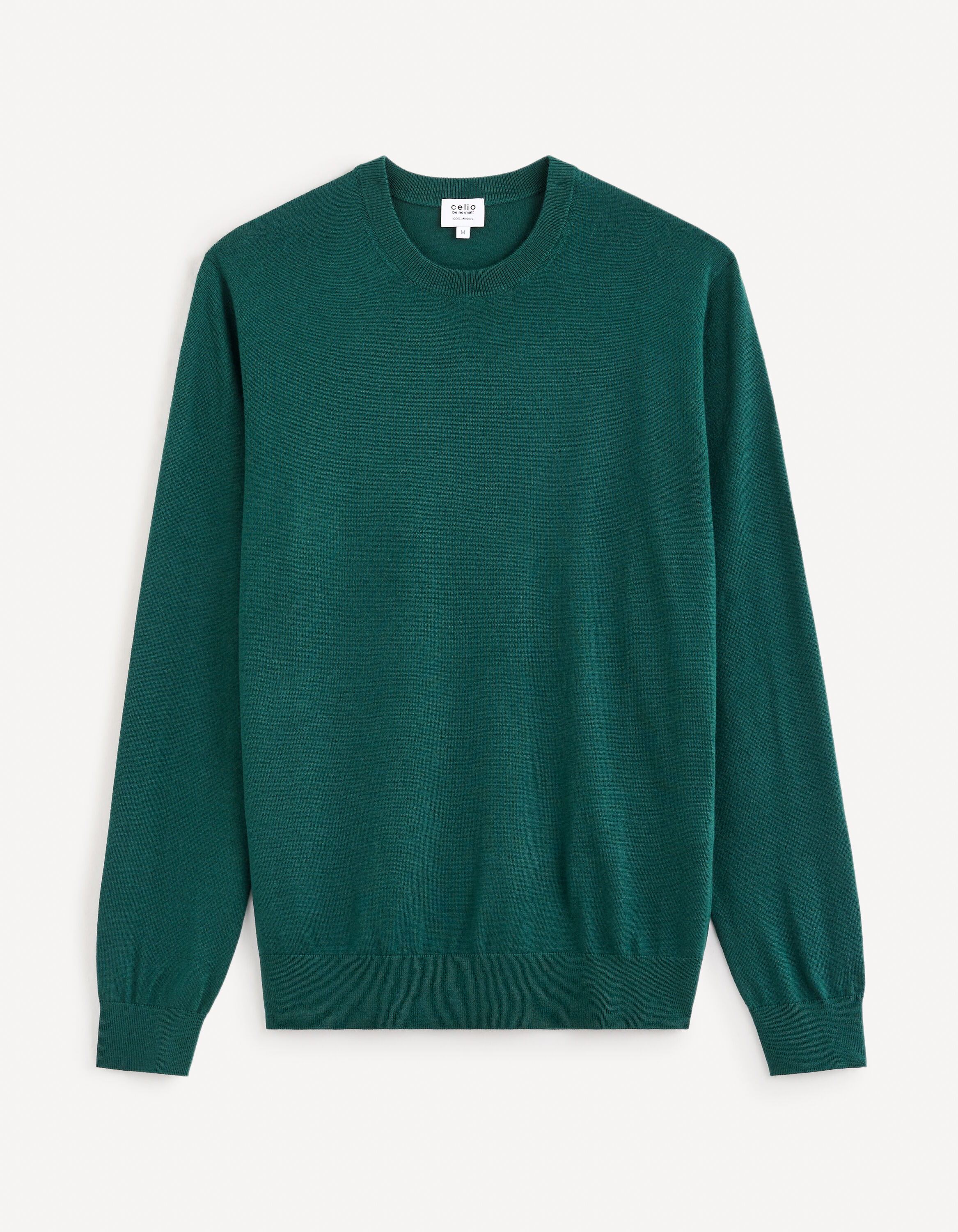 Pull col rond 100% laine m&eacute;rinos - vert