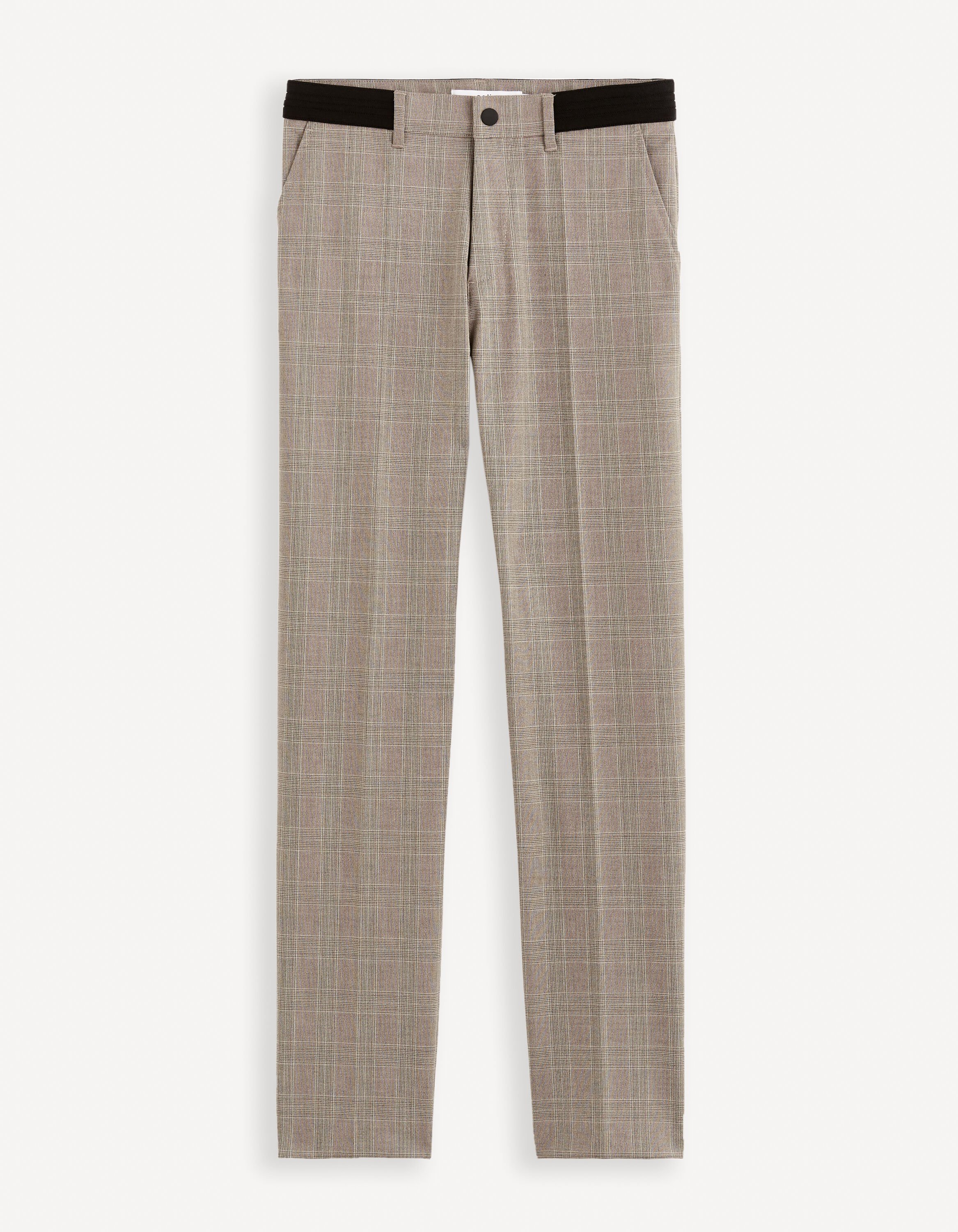 Pantalon 24h &agrave; carreaux - marron