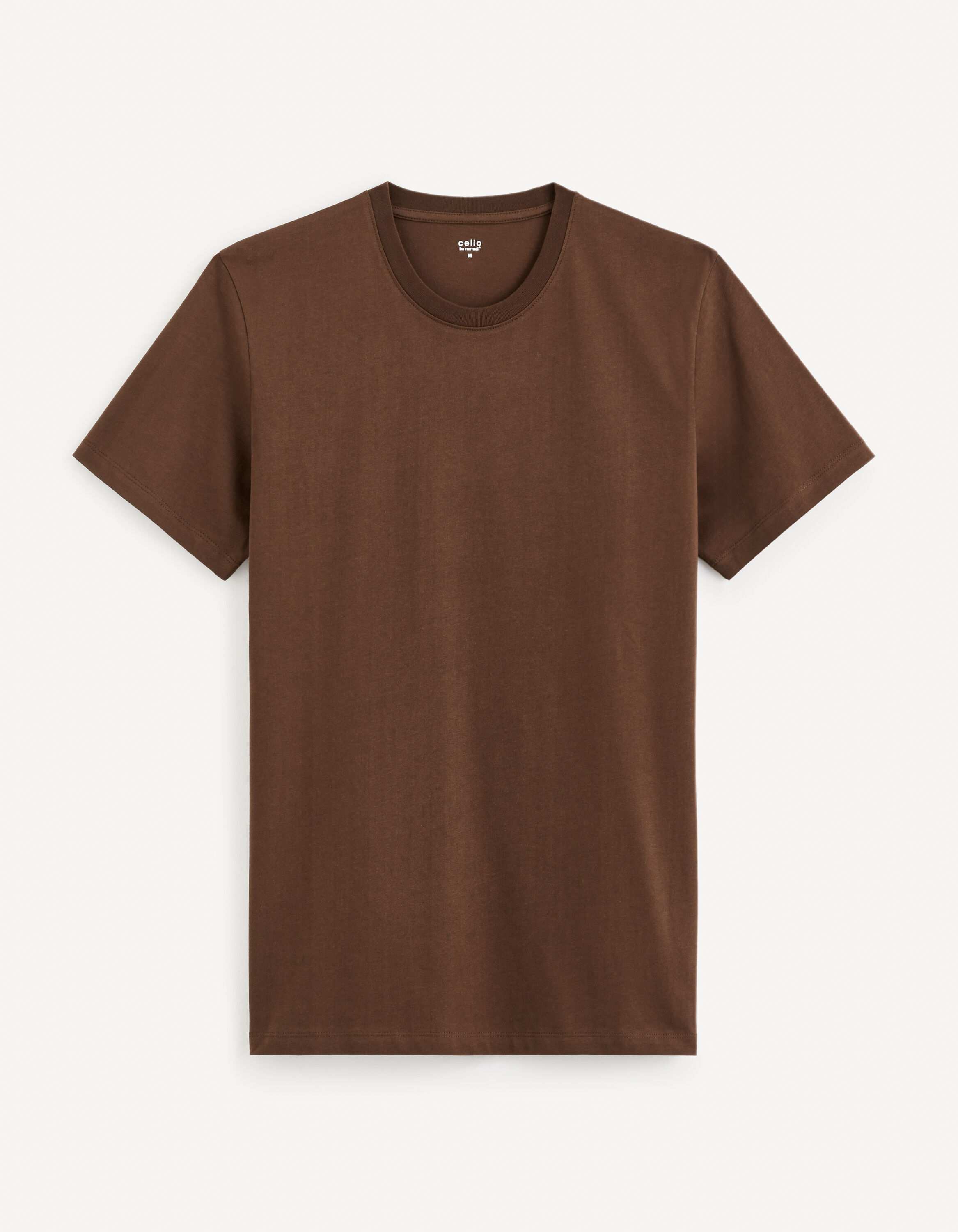 T-shirt col rond 100% coton- chocolat