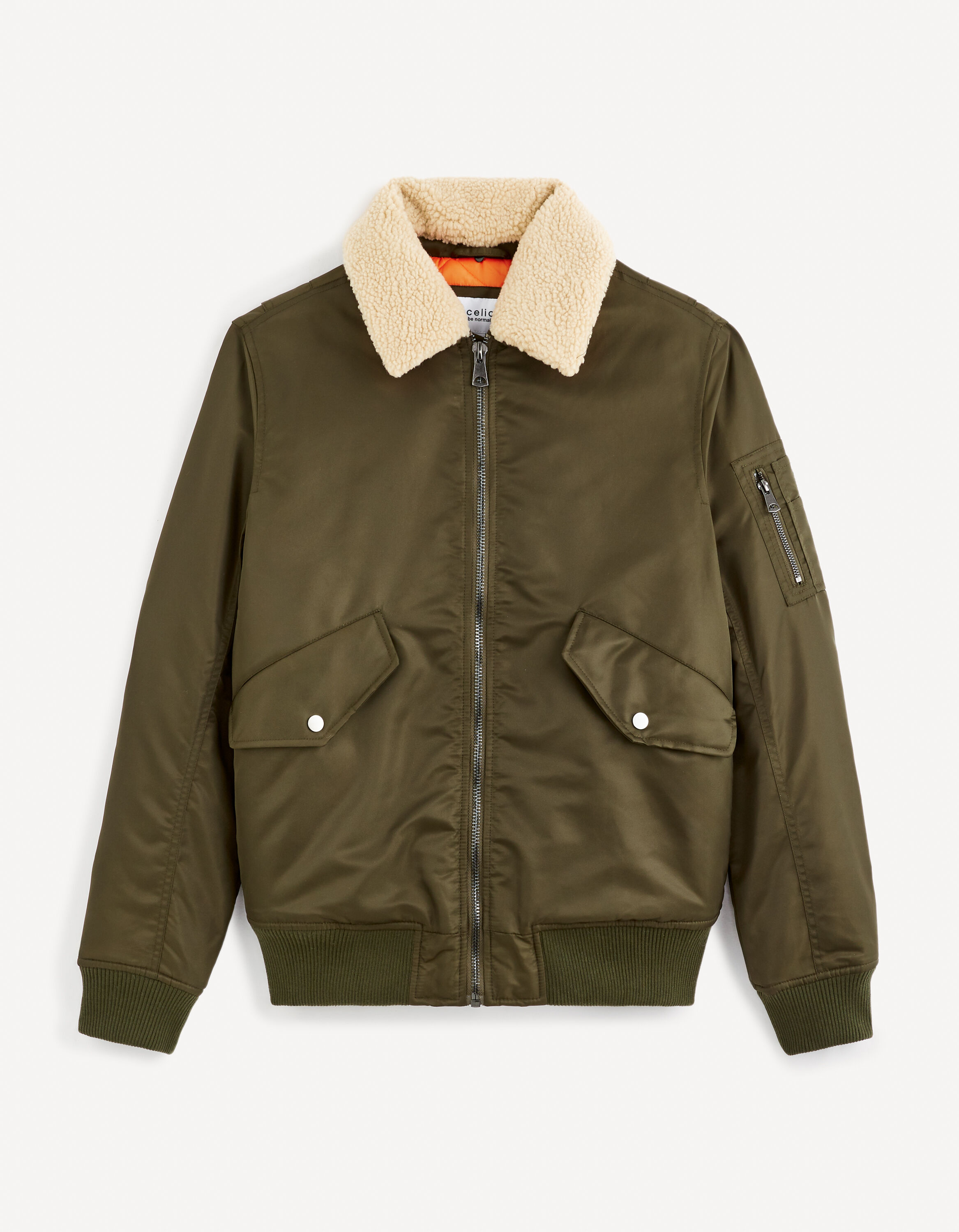 Bomber doudoune doubl&eacute; sherpa - kaki