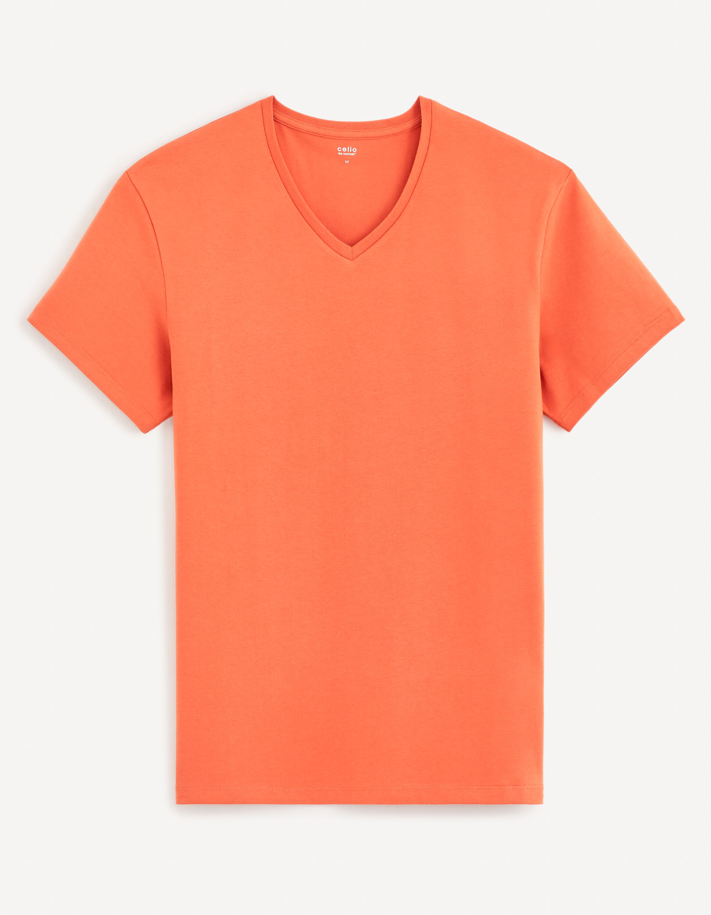 T-shirt col V coton stretch - orange