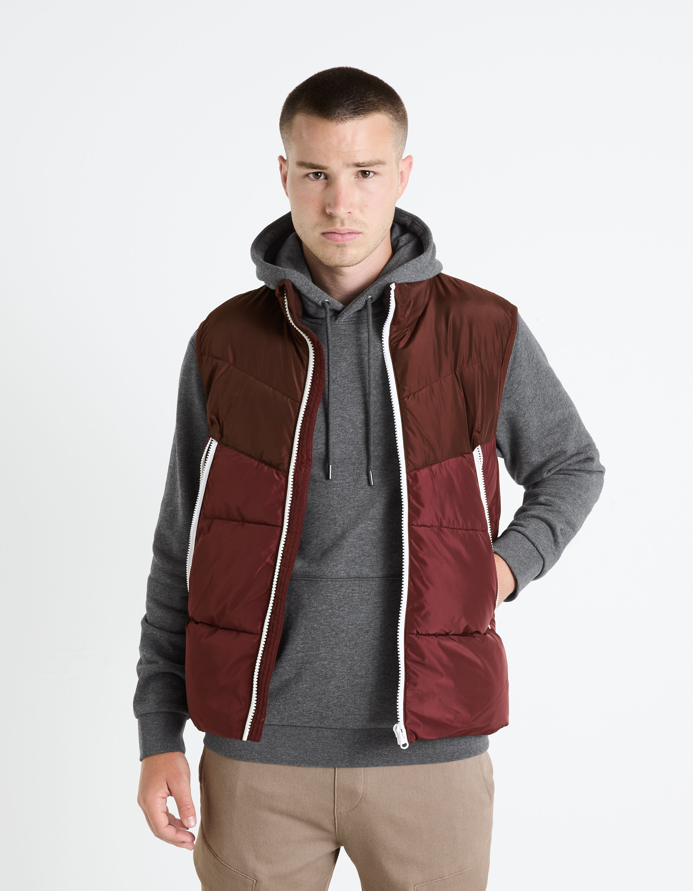 Doudoune chaude sans manches - bordeaux