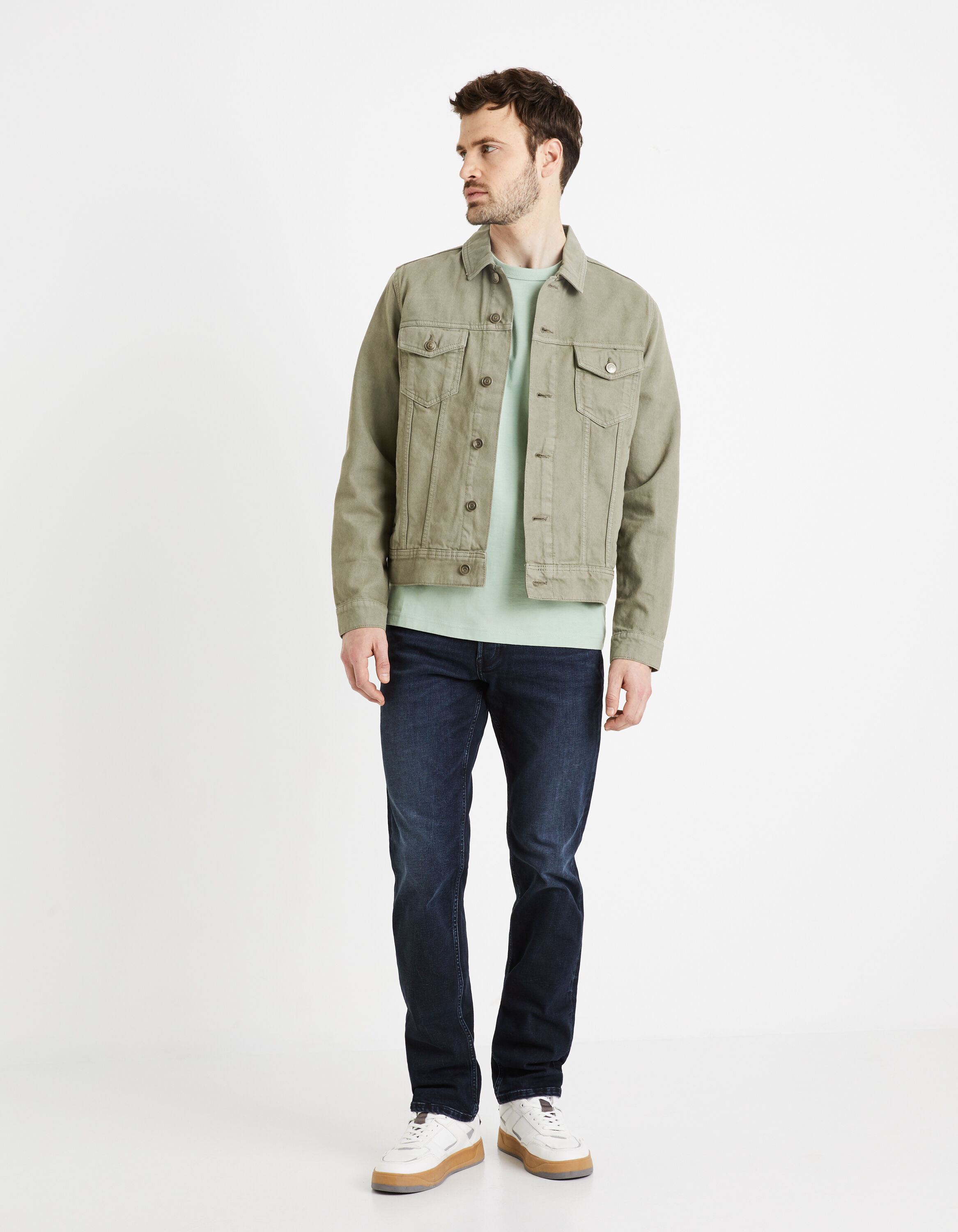 T-shirt boxy 100% coton - vert sauge