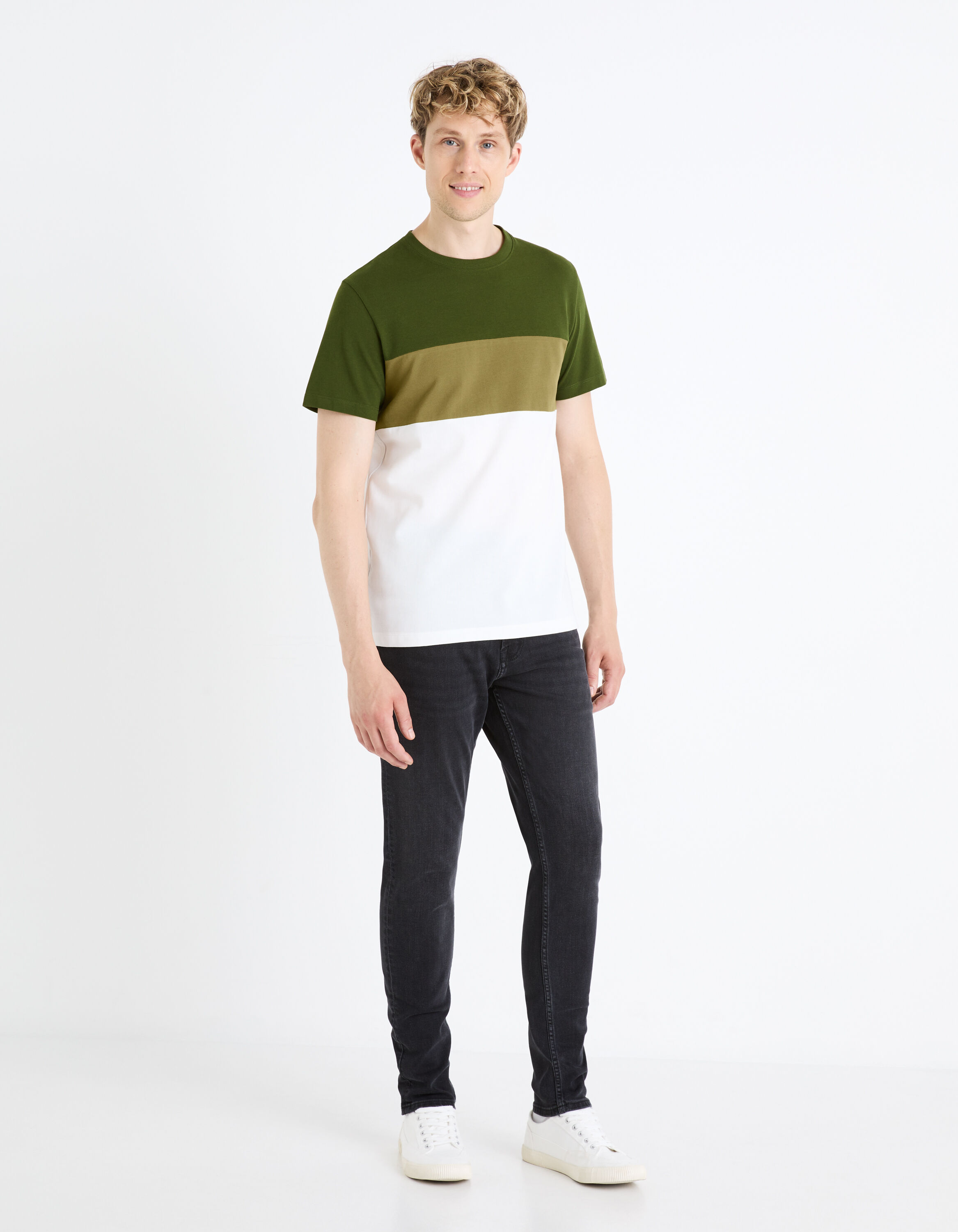 T-shirt col rond 100% coton - kaki