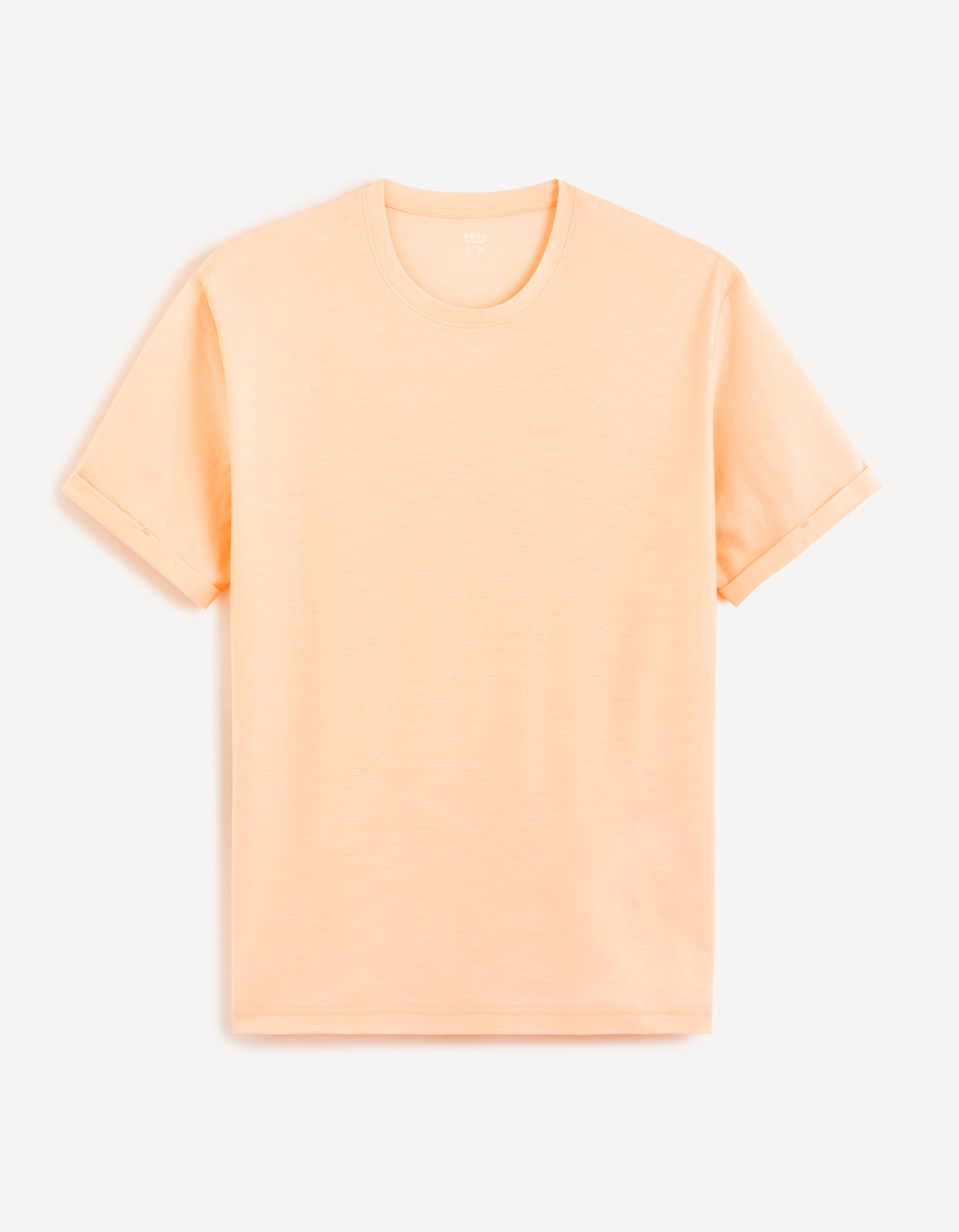 T-shirt col rond 100% coton - orange pastel