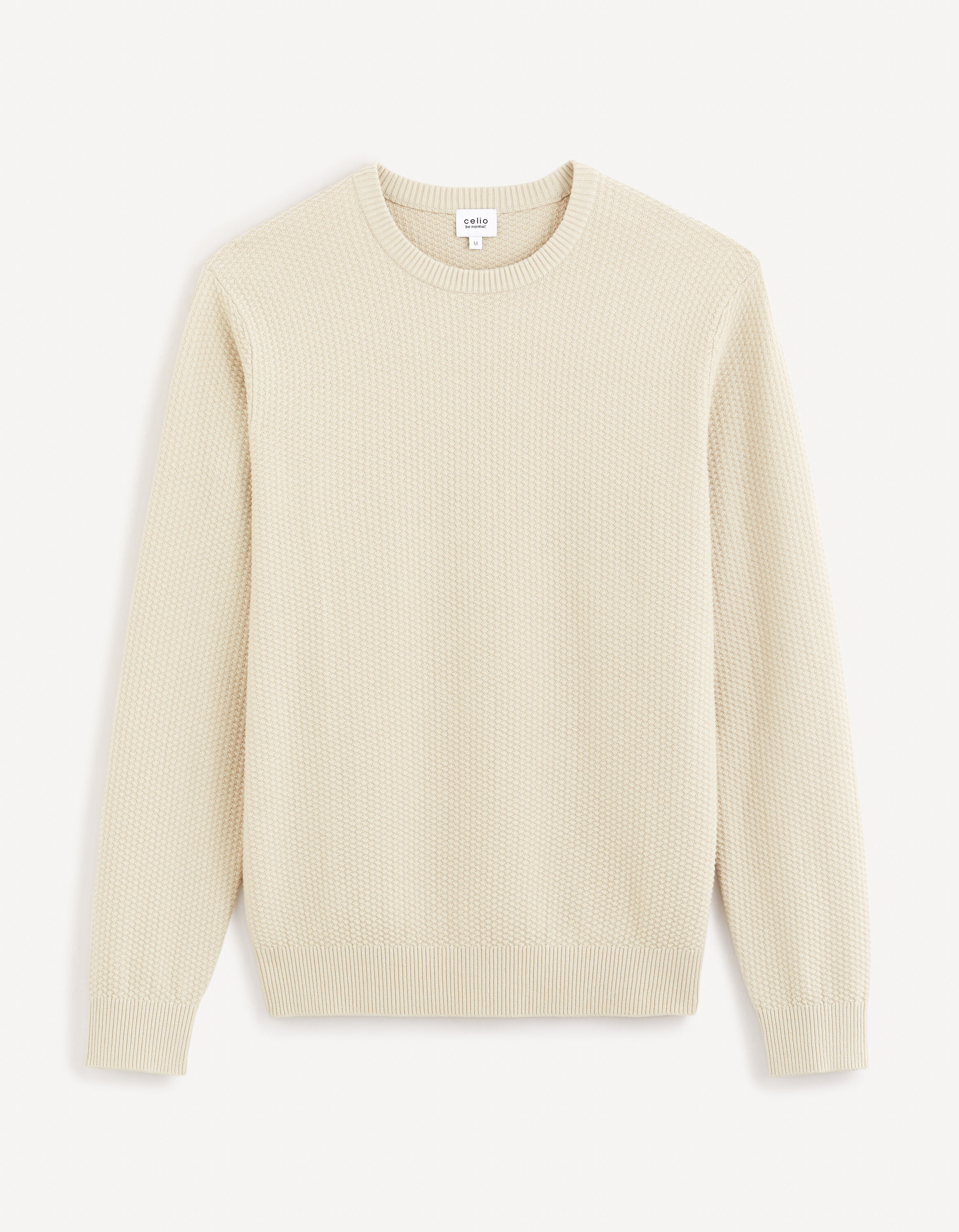 Pull col rond 100% coton - marron