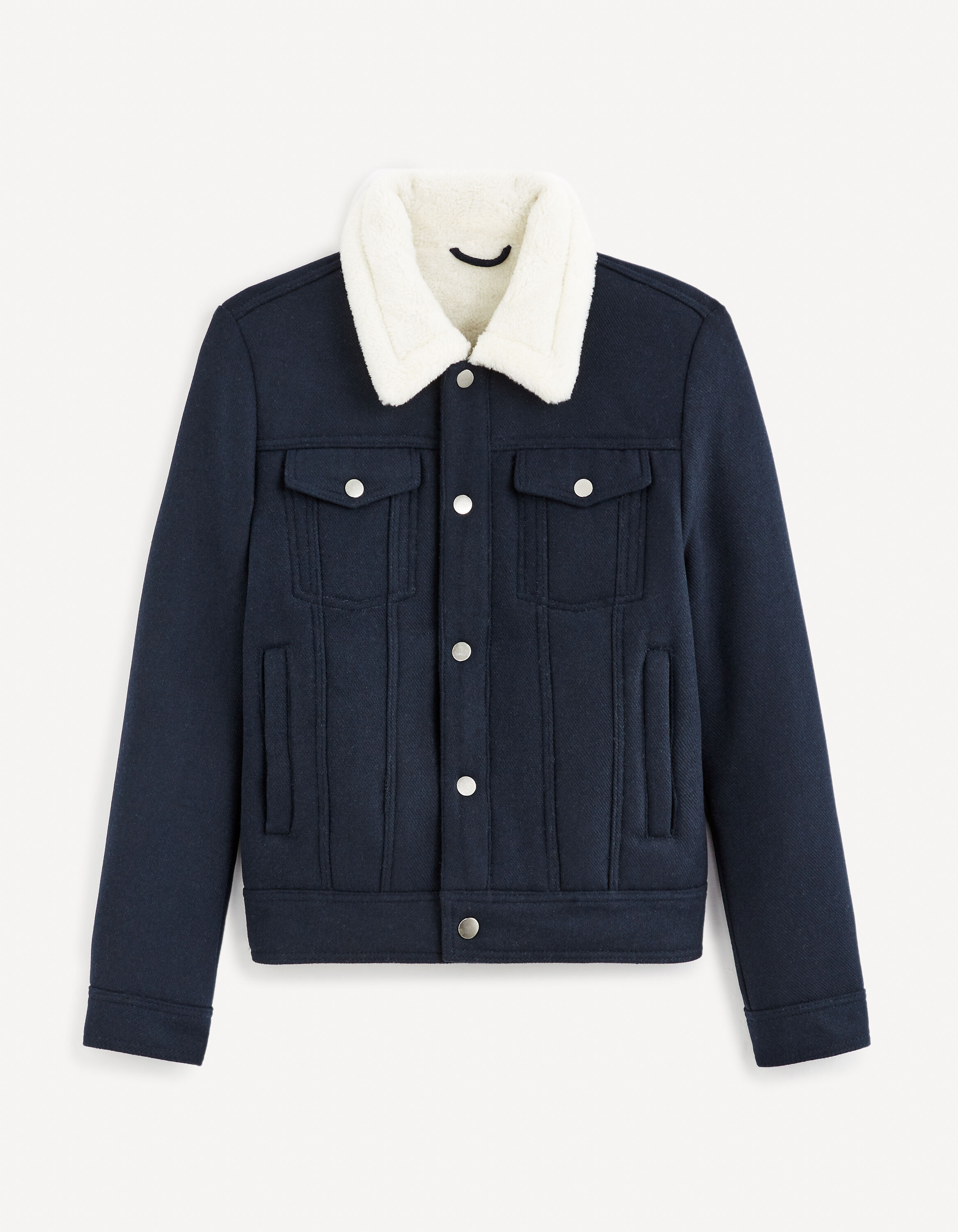 Veste en velours doubl&eacute; sherpa - marine