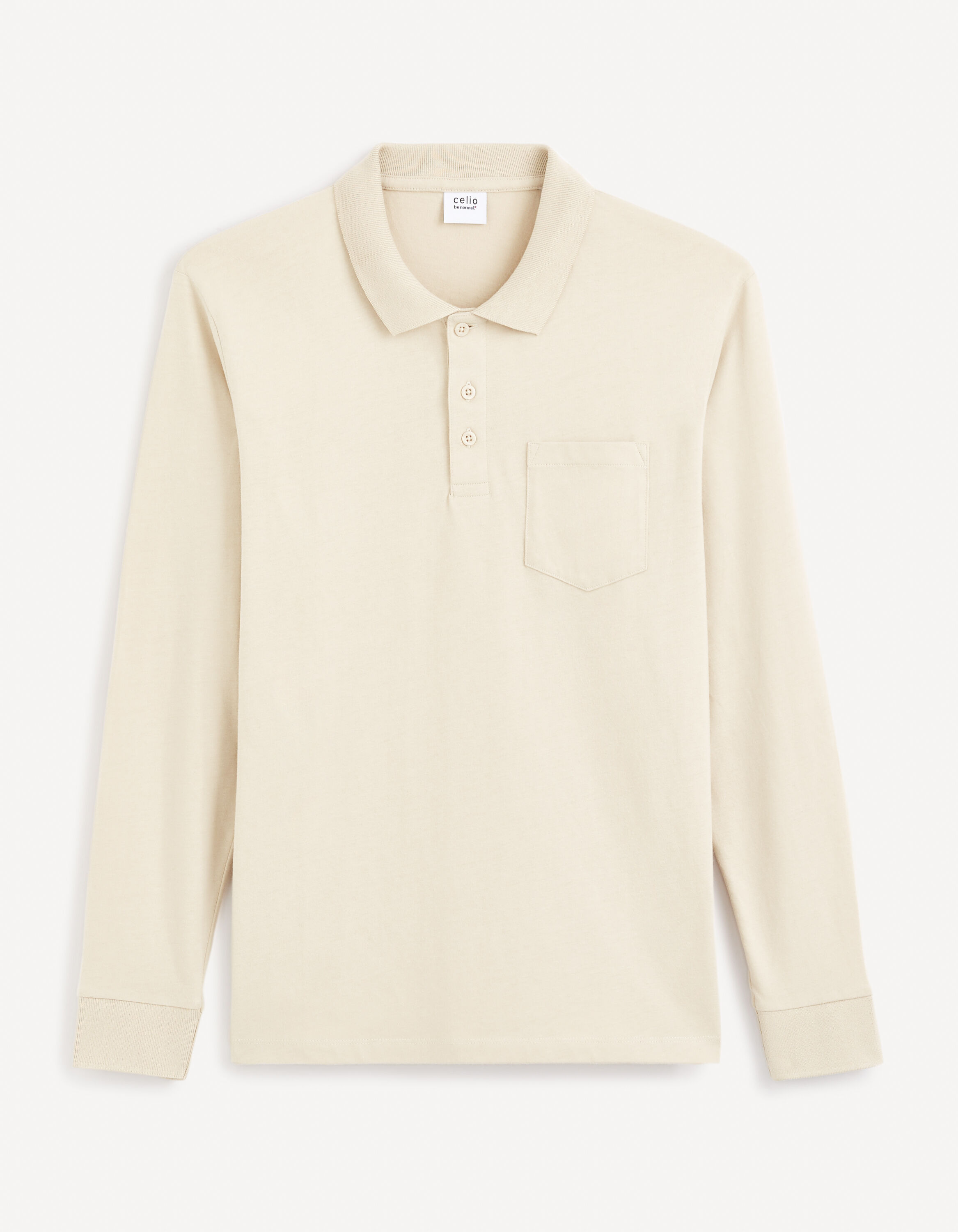 Polo jersey manches longues 100% coton - beige