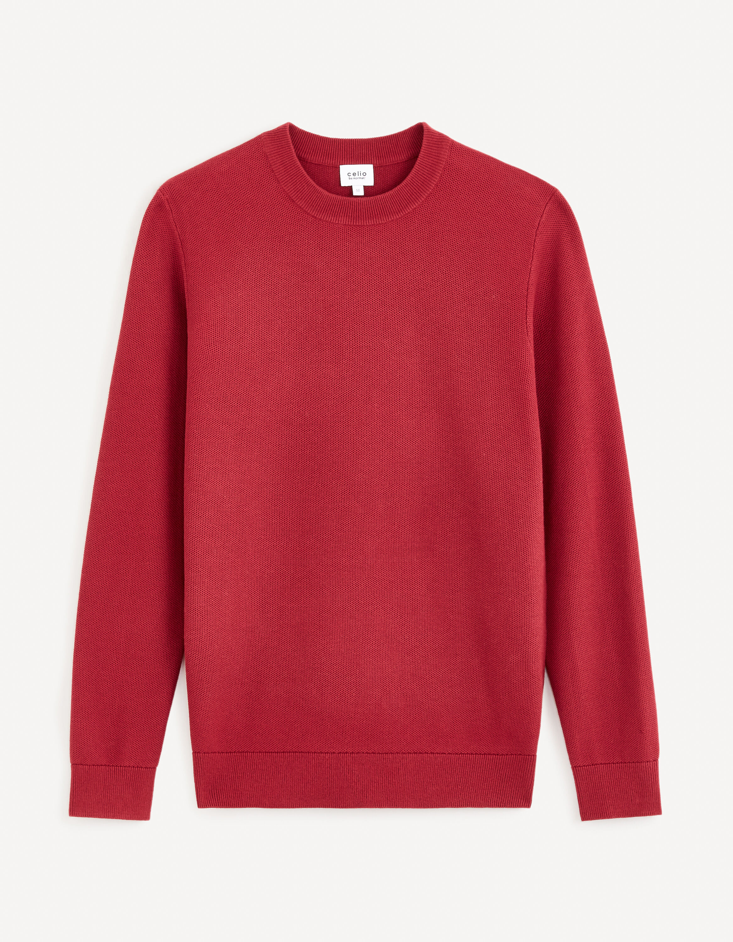 Pull col rond 100% coton - bordeaux