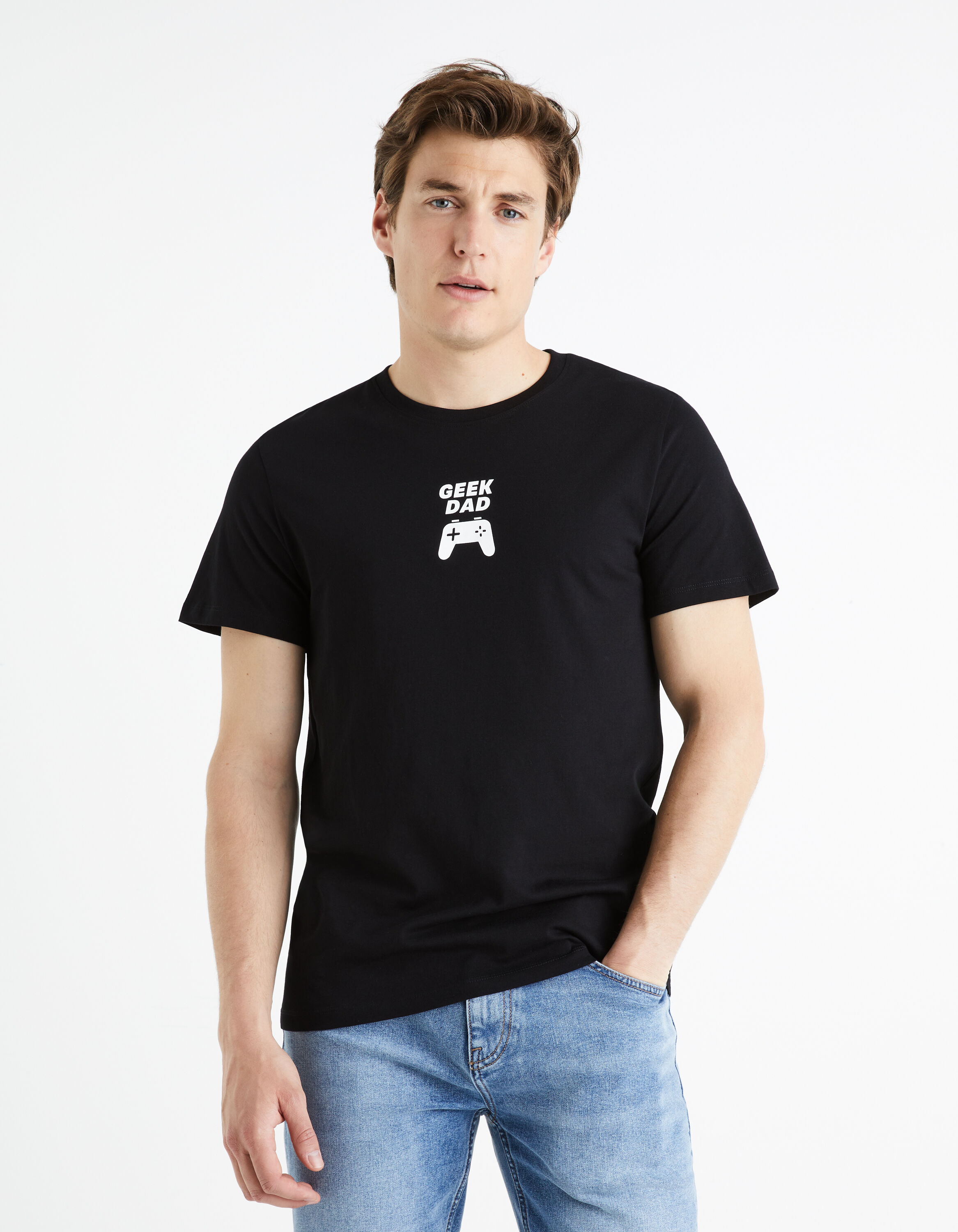 T-shirt col rond 100% coton - noir