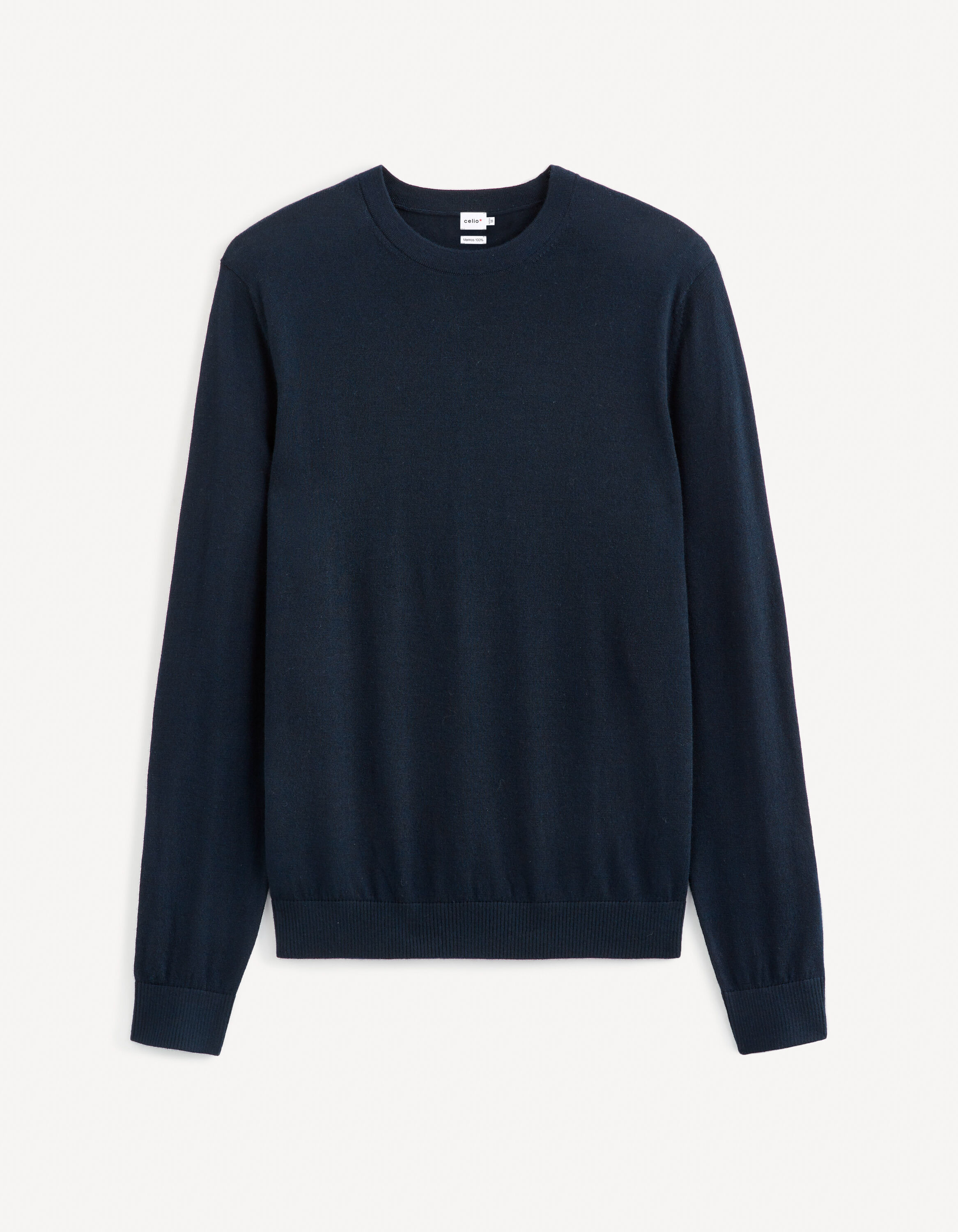 Pull col rond 100% laine m&eacute;rinos - marine