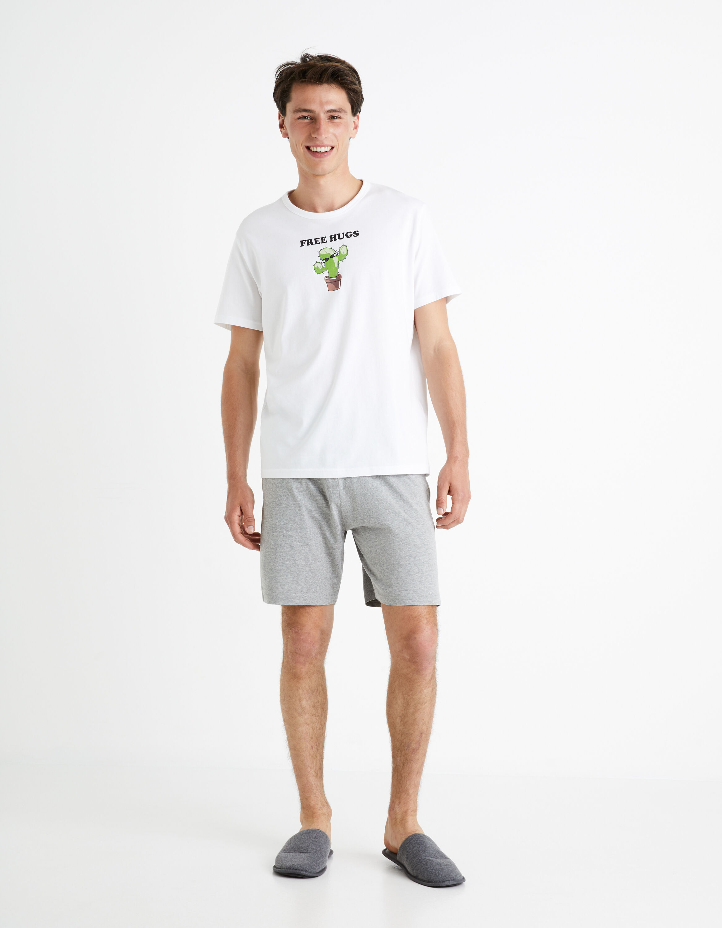 Pyjama 100% coton - blanc et gris