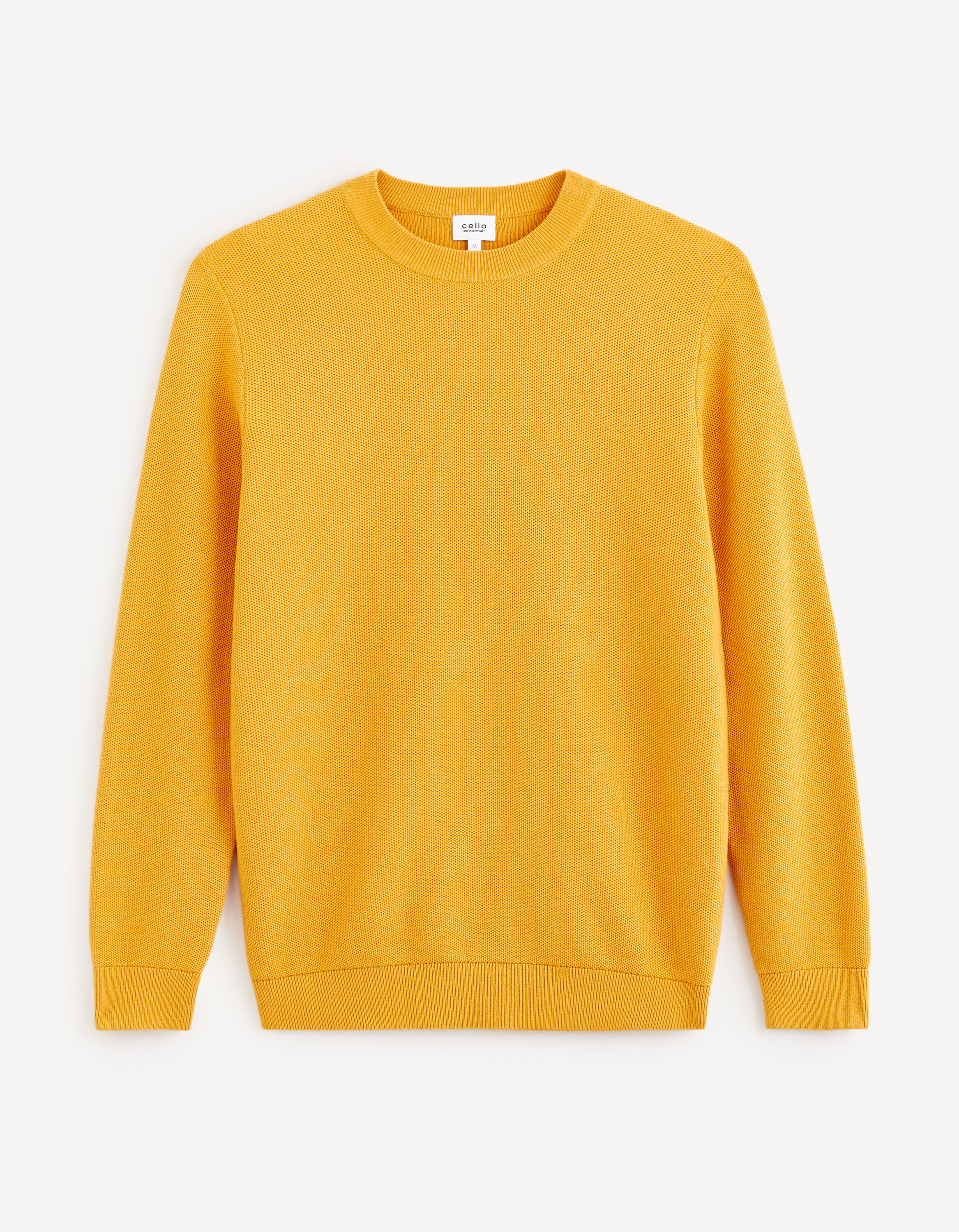Pull col rond 100% coton - jaune