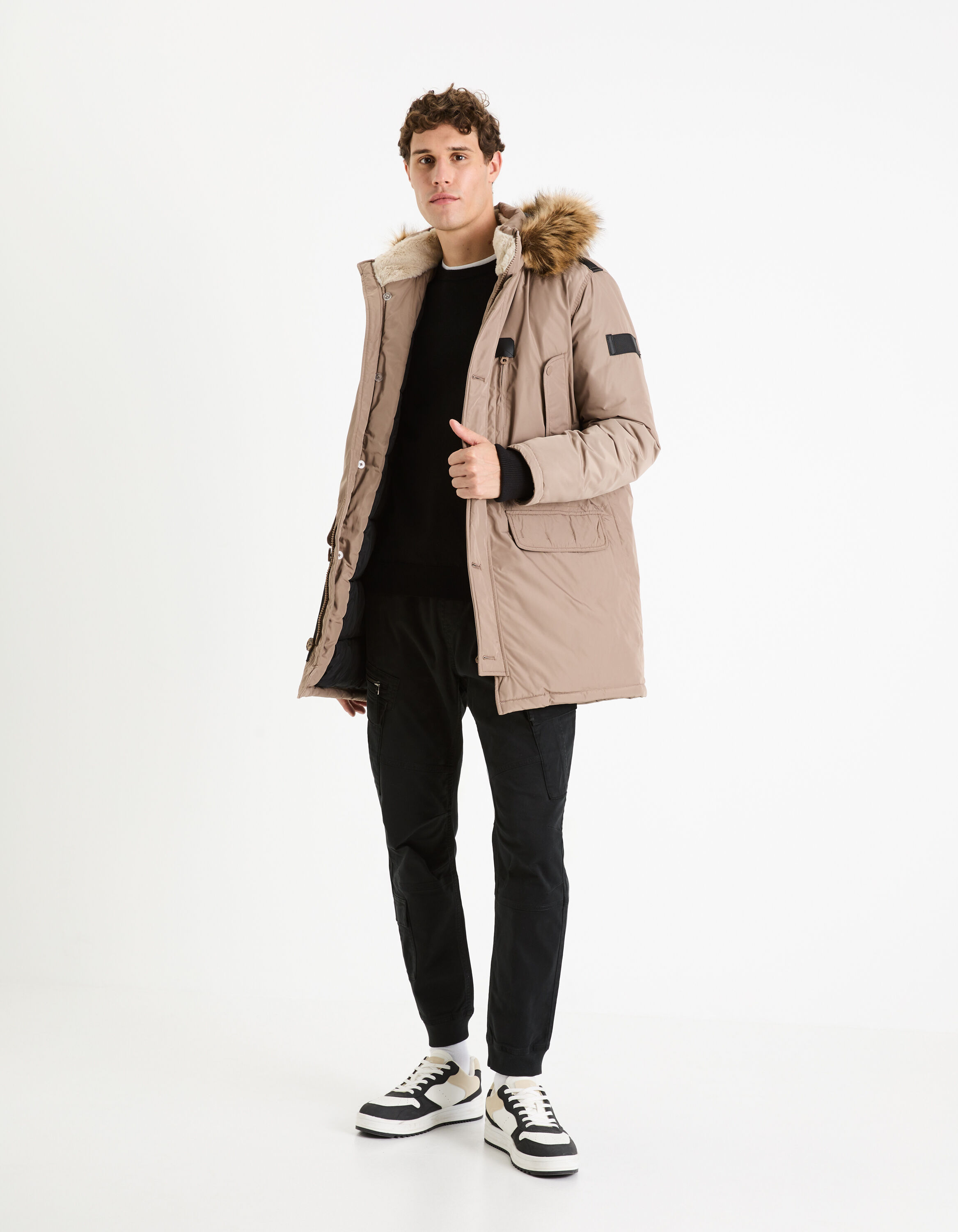 Parka grand froid &agrave; capuche - camel