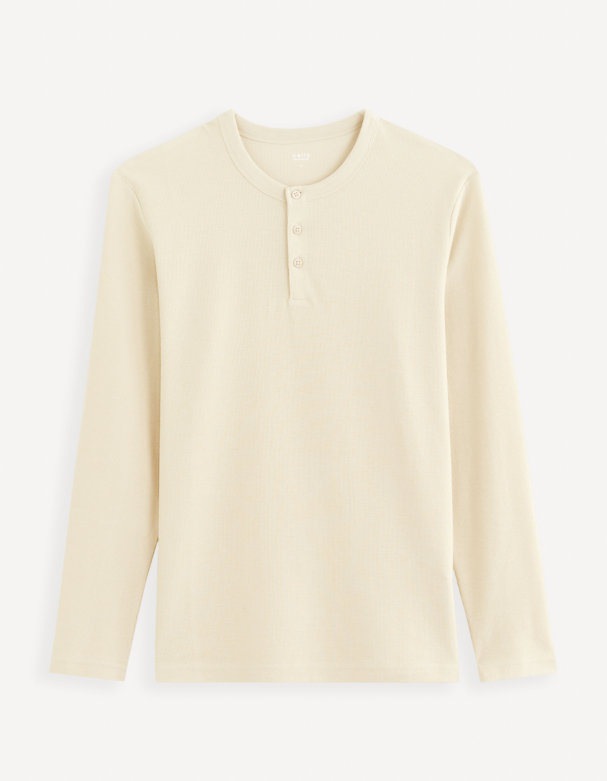 T-shirt manches longues en coton m&eacute;lang&eacute; - beige