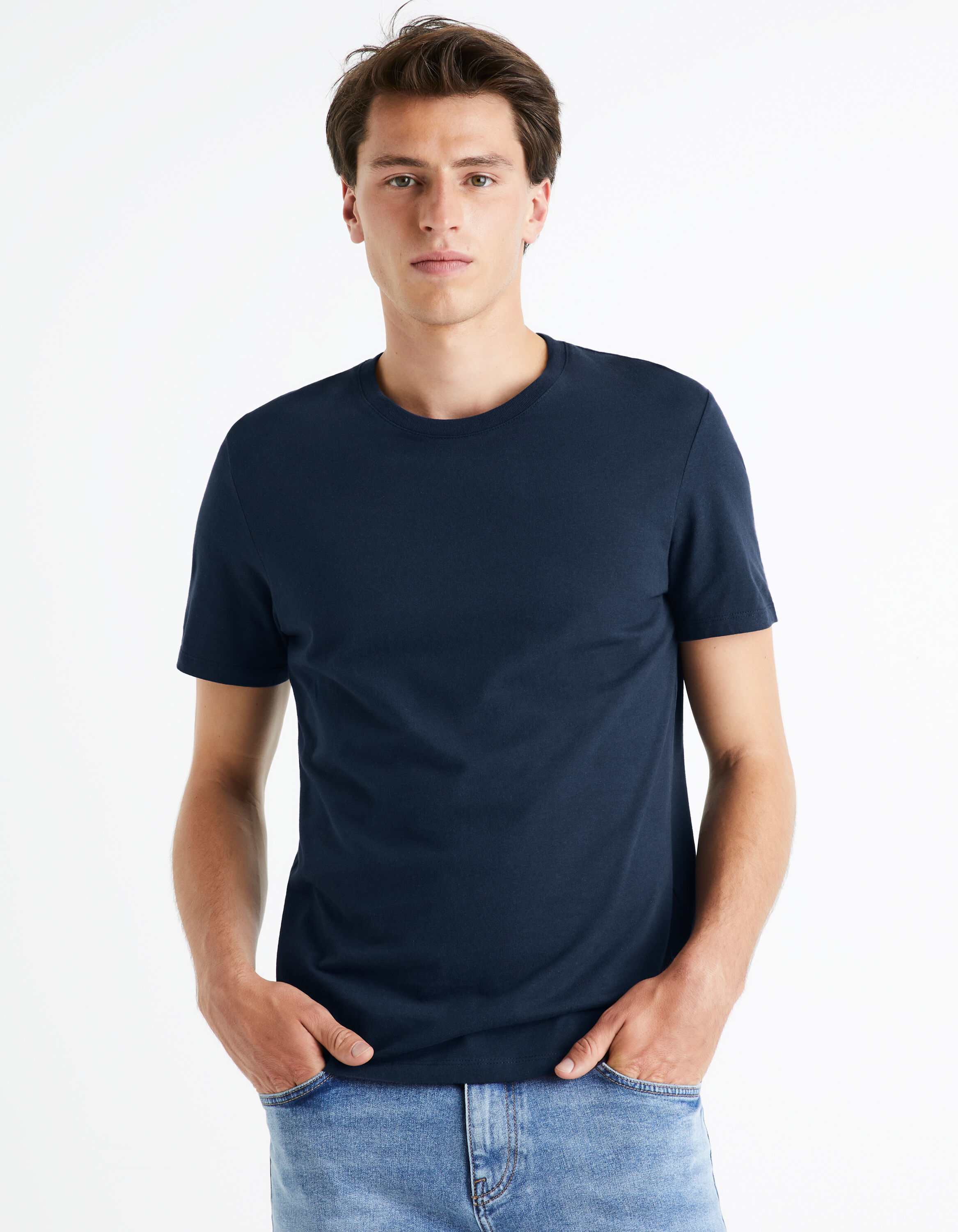 T-shirt col rond 100% coton - marine
