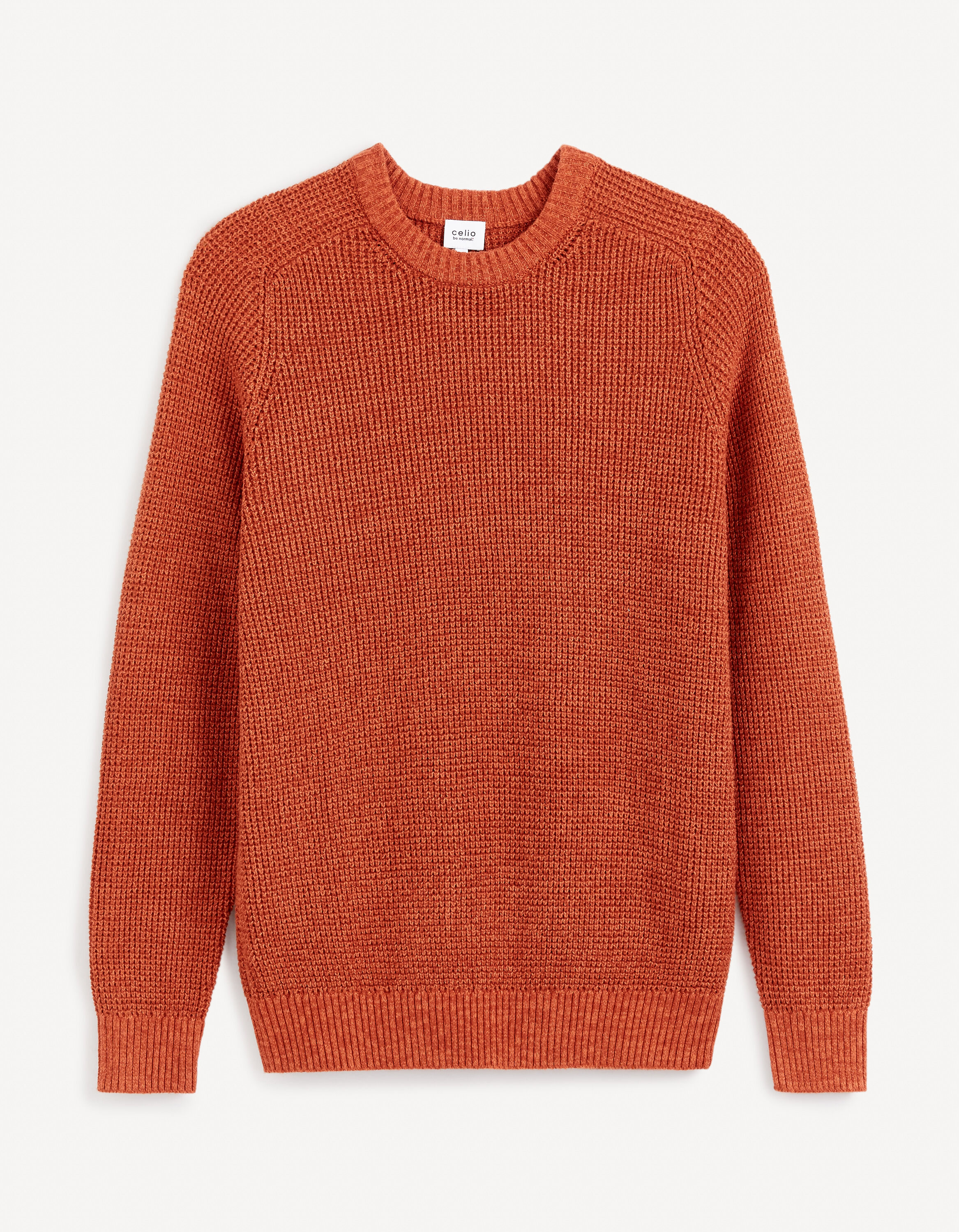 Pull col rond 100% coton - orange