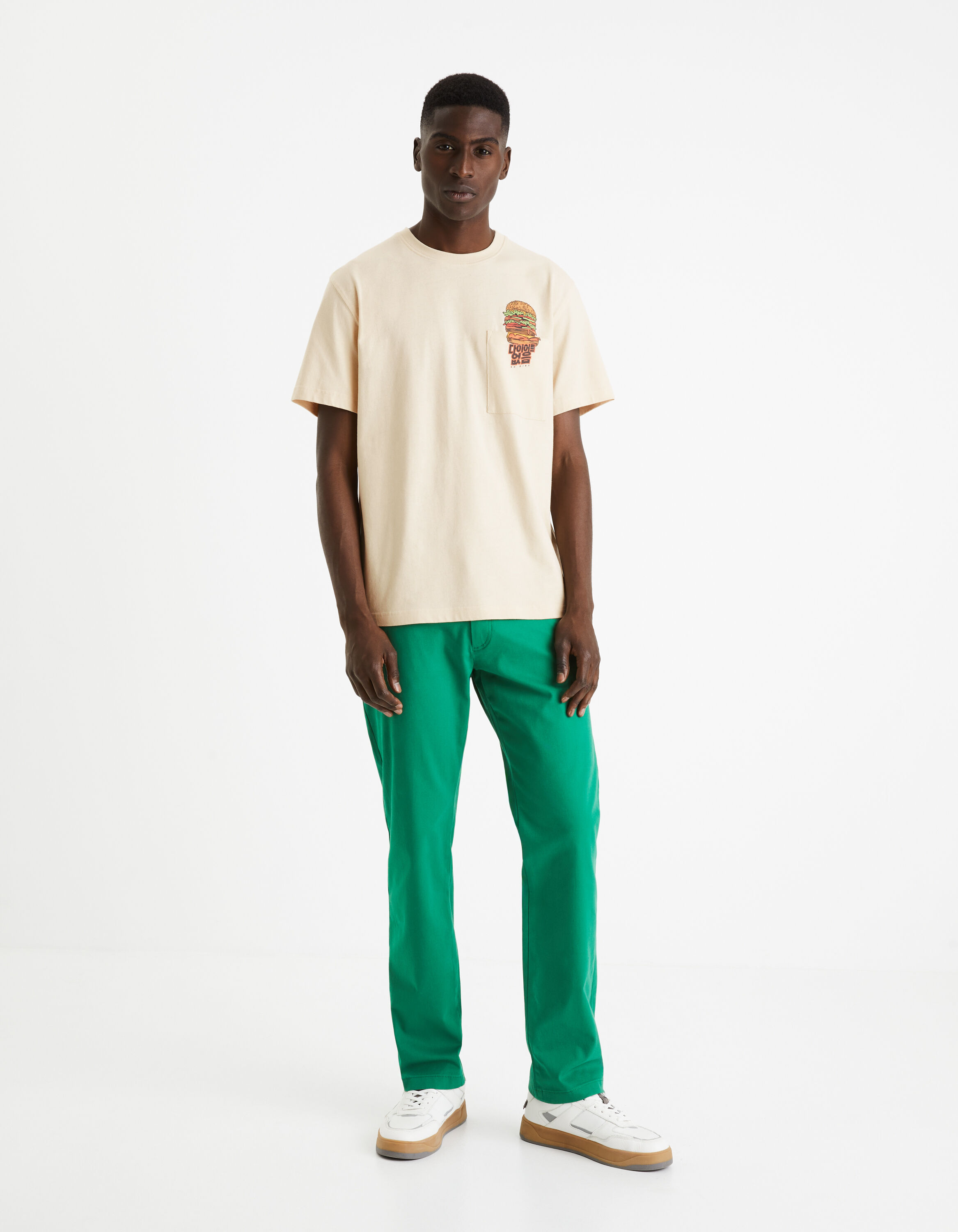 T-shirt col rond 100% coton - beige