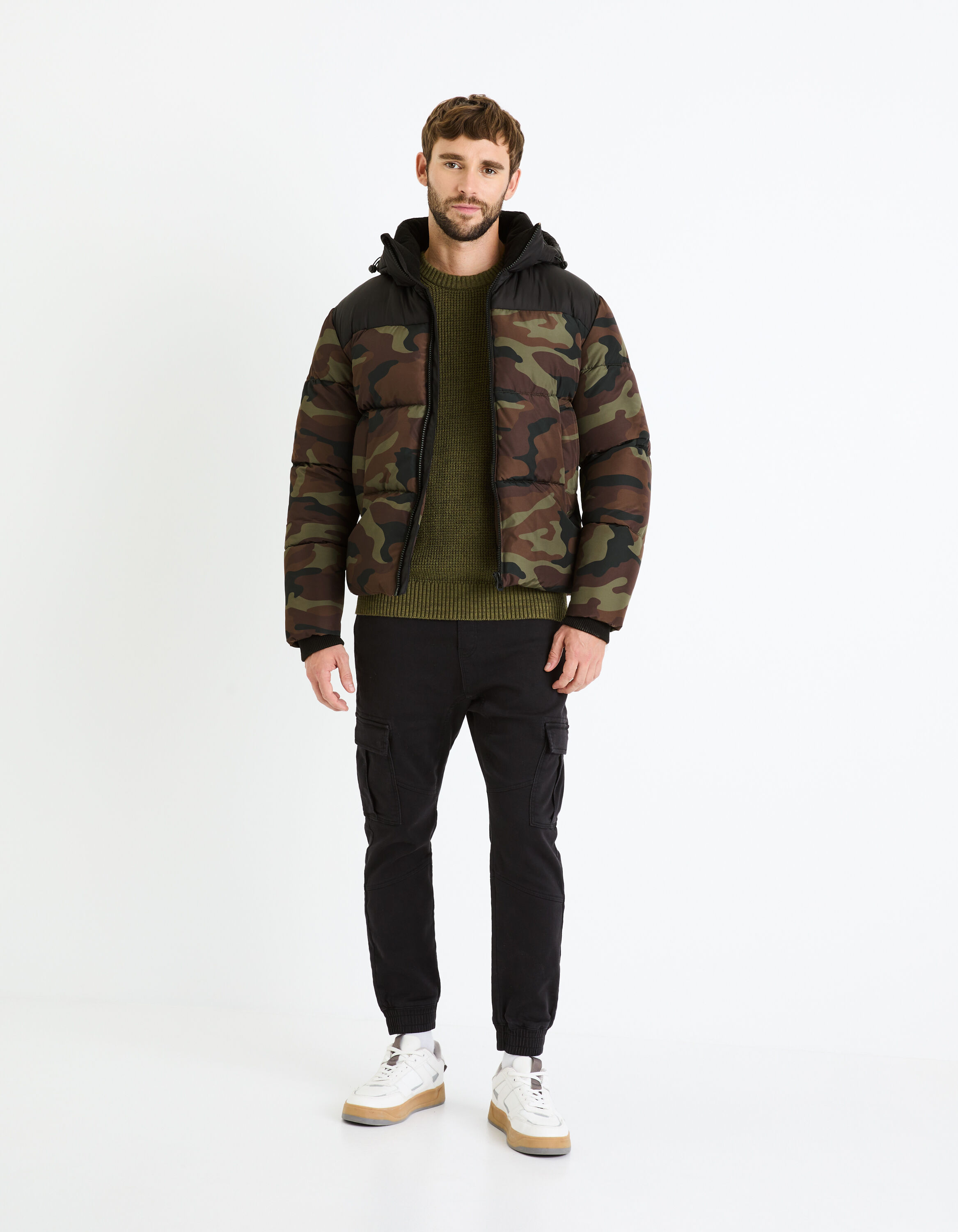 Pull col rond 100% coton - kaki