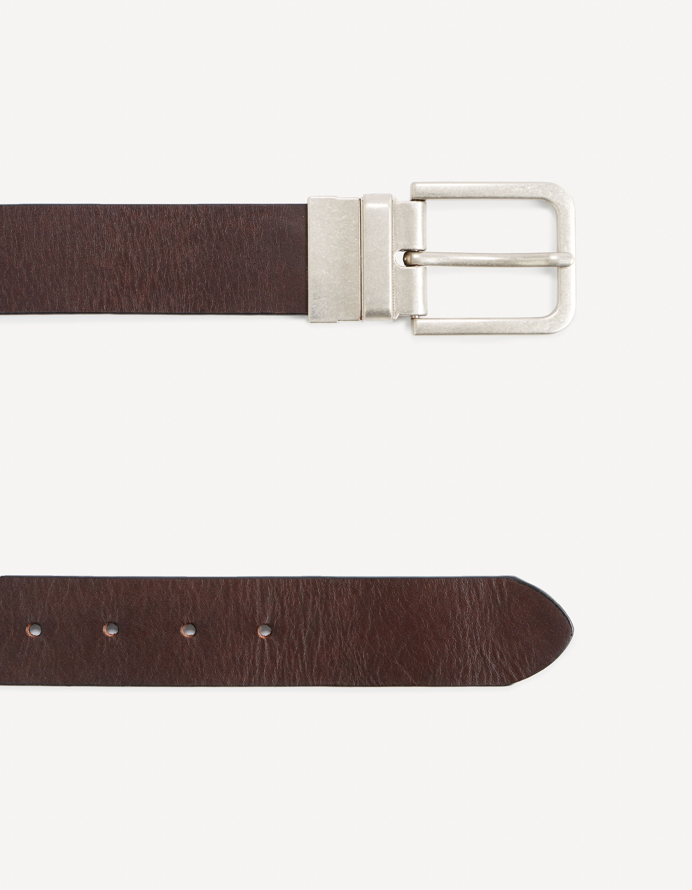 Ceinture cuir boucle vintage - marron