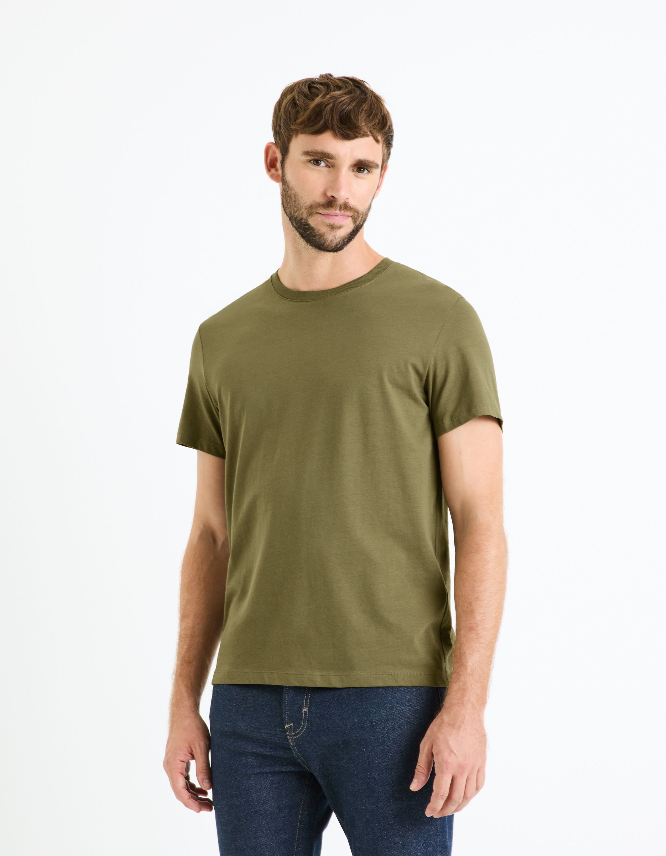T-shirt col rond 100% coton - kaki