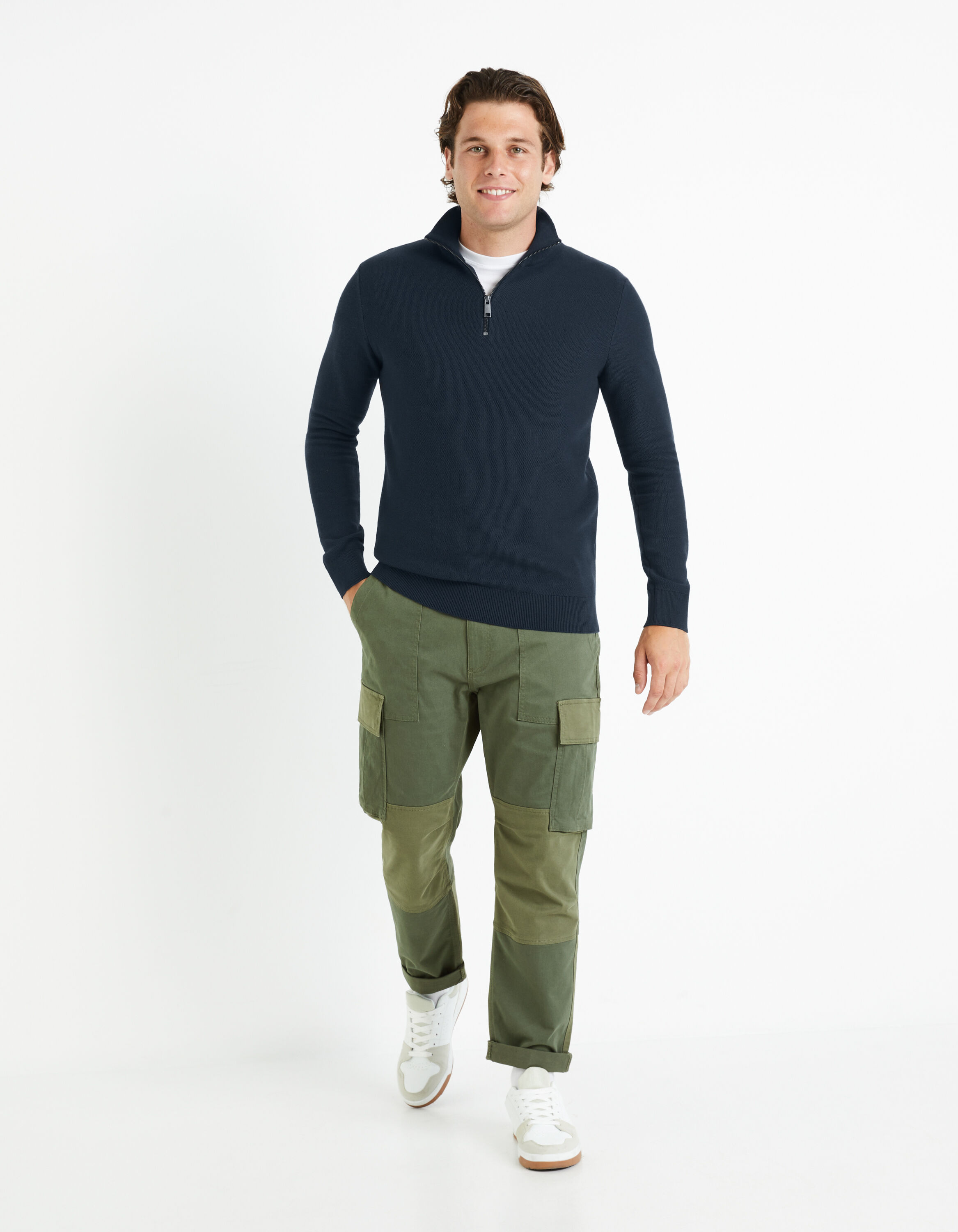 Pantalon cargo bi-color - kaki