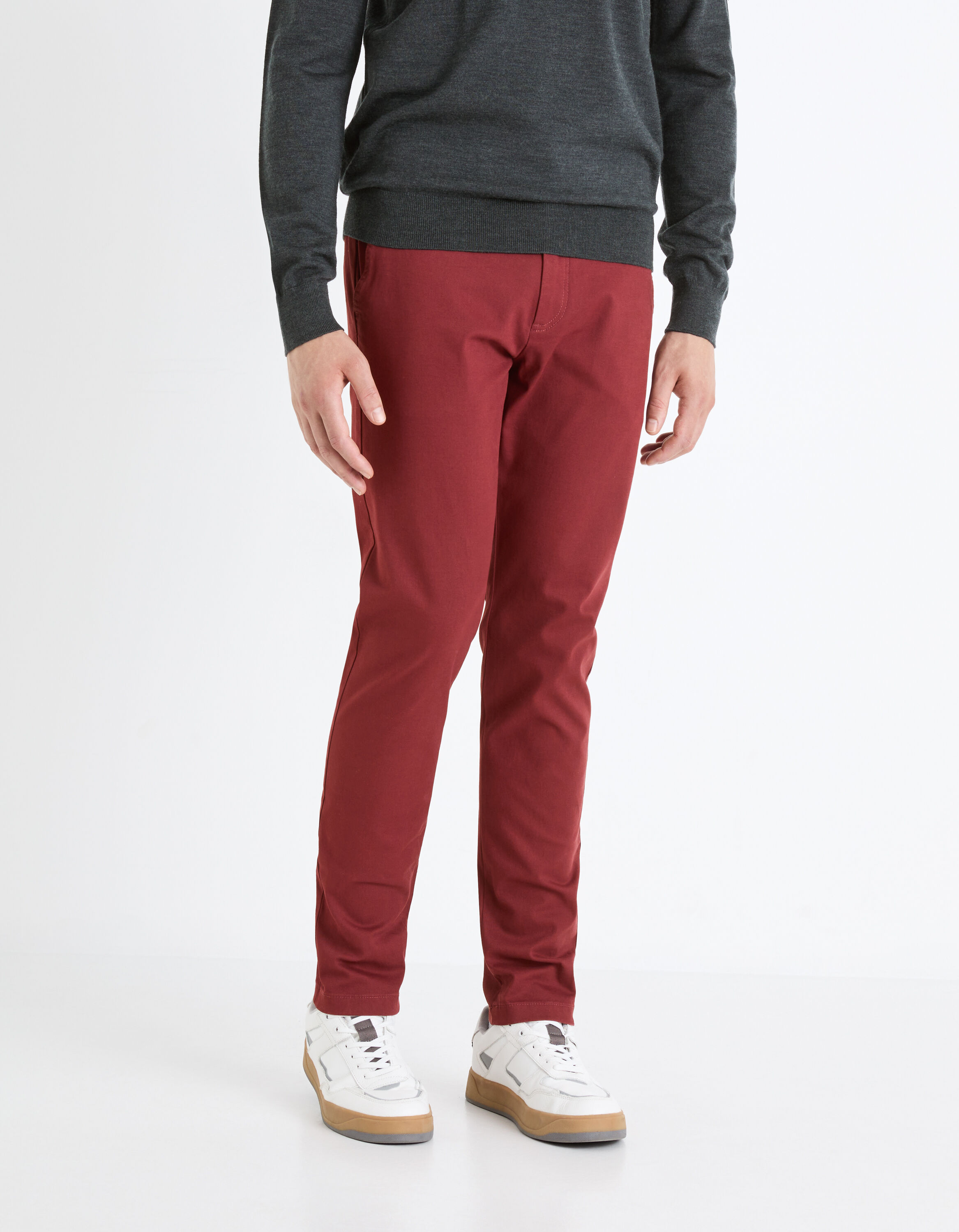 Pantalon chino slim - bordeaux