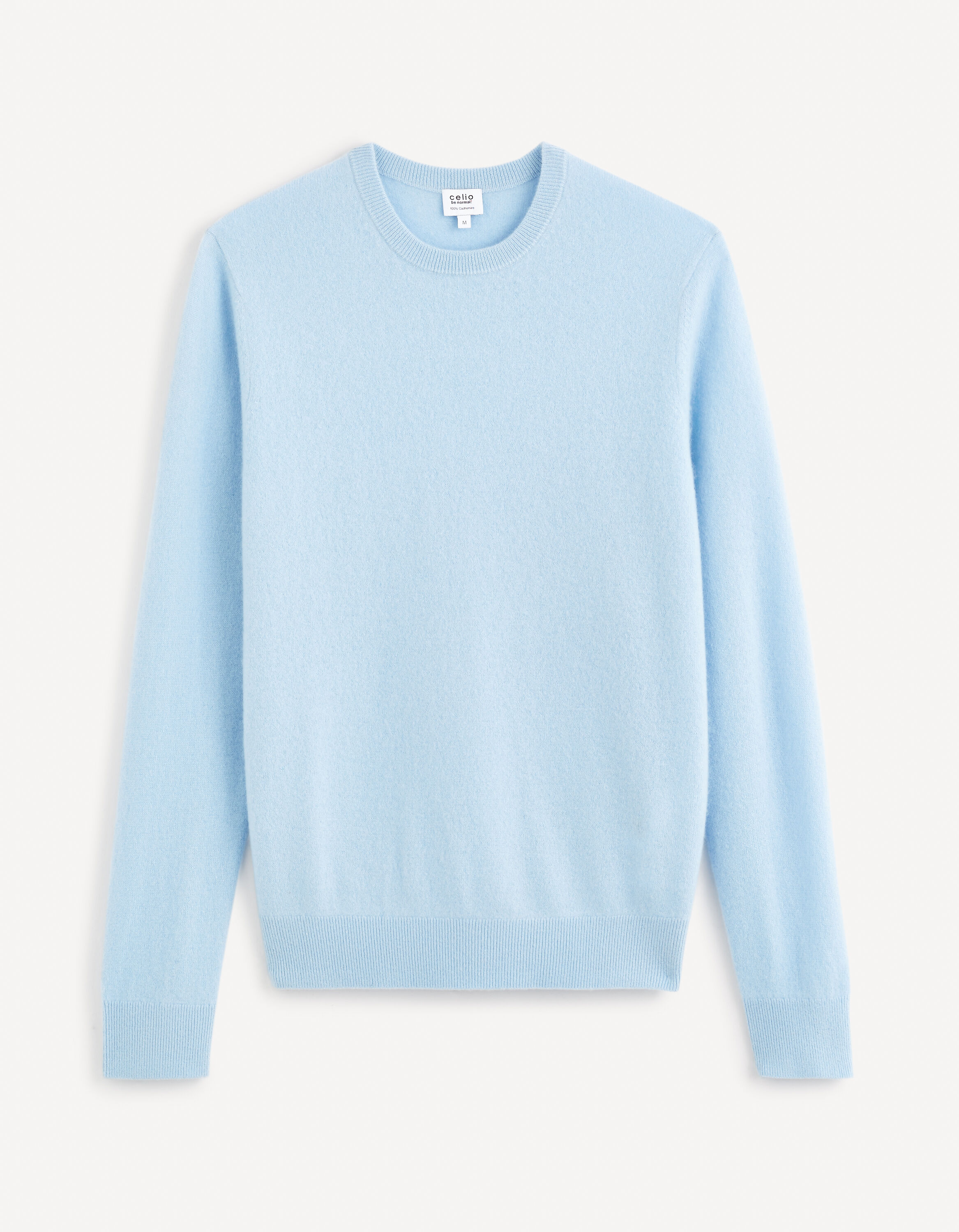 Pull col rond 100% cachemire - bleu clair