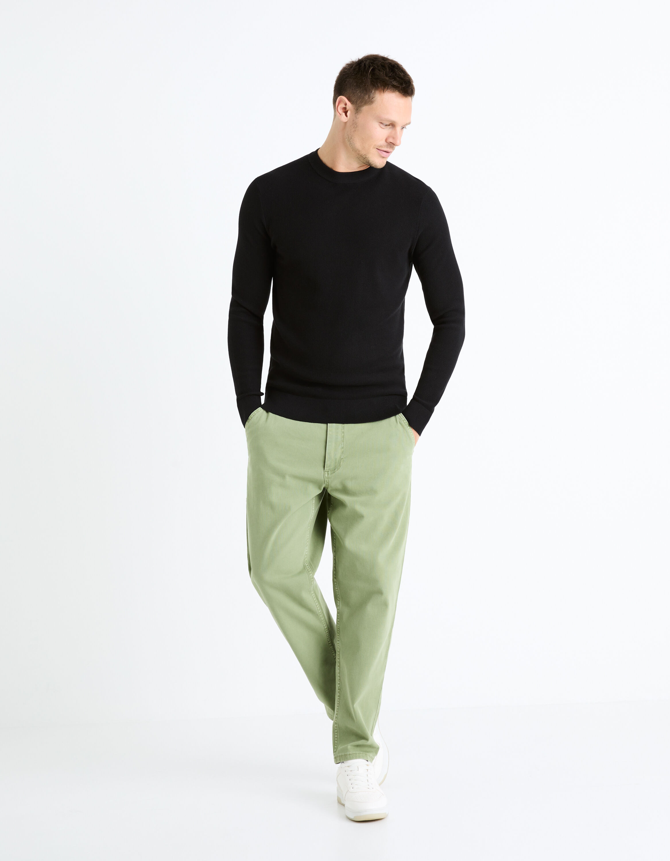 Pull col rond 100% coton - noir