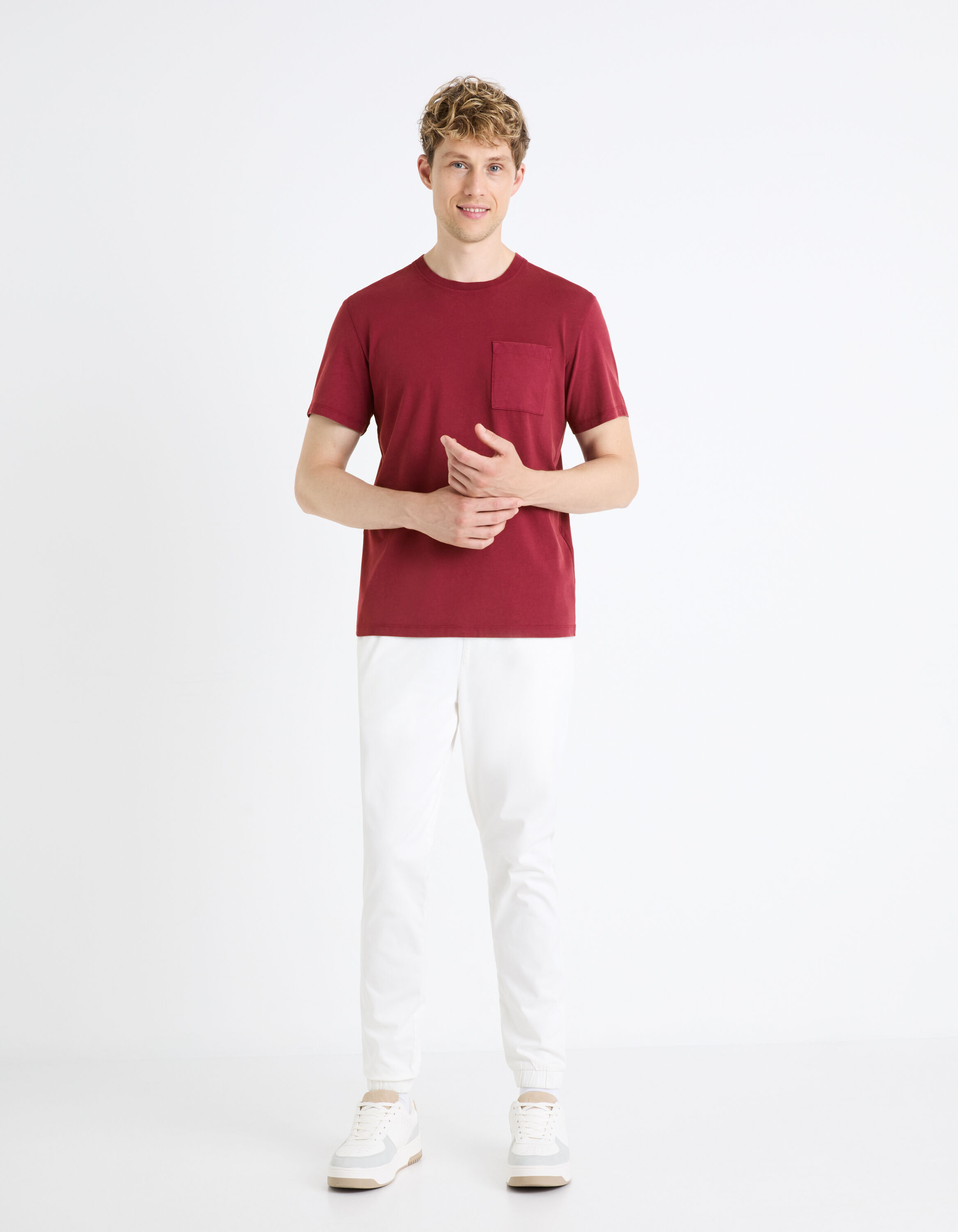 T-shirt col rond 100% coton - bordeaux