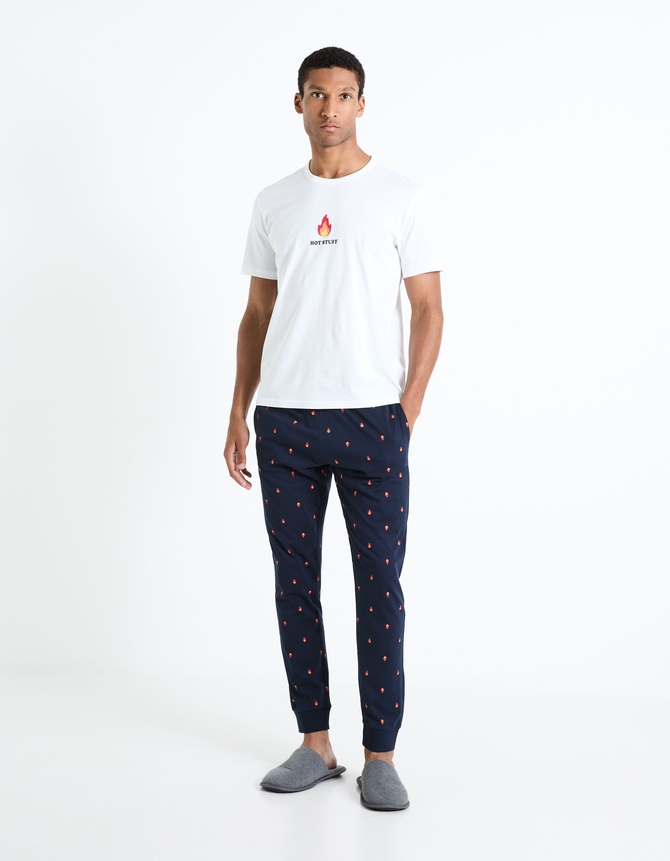 Pyjama 100% coton - blanc et marine