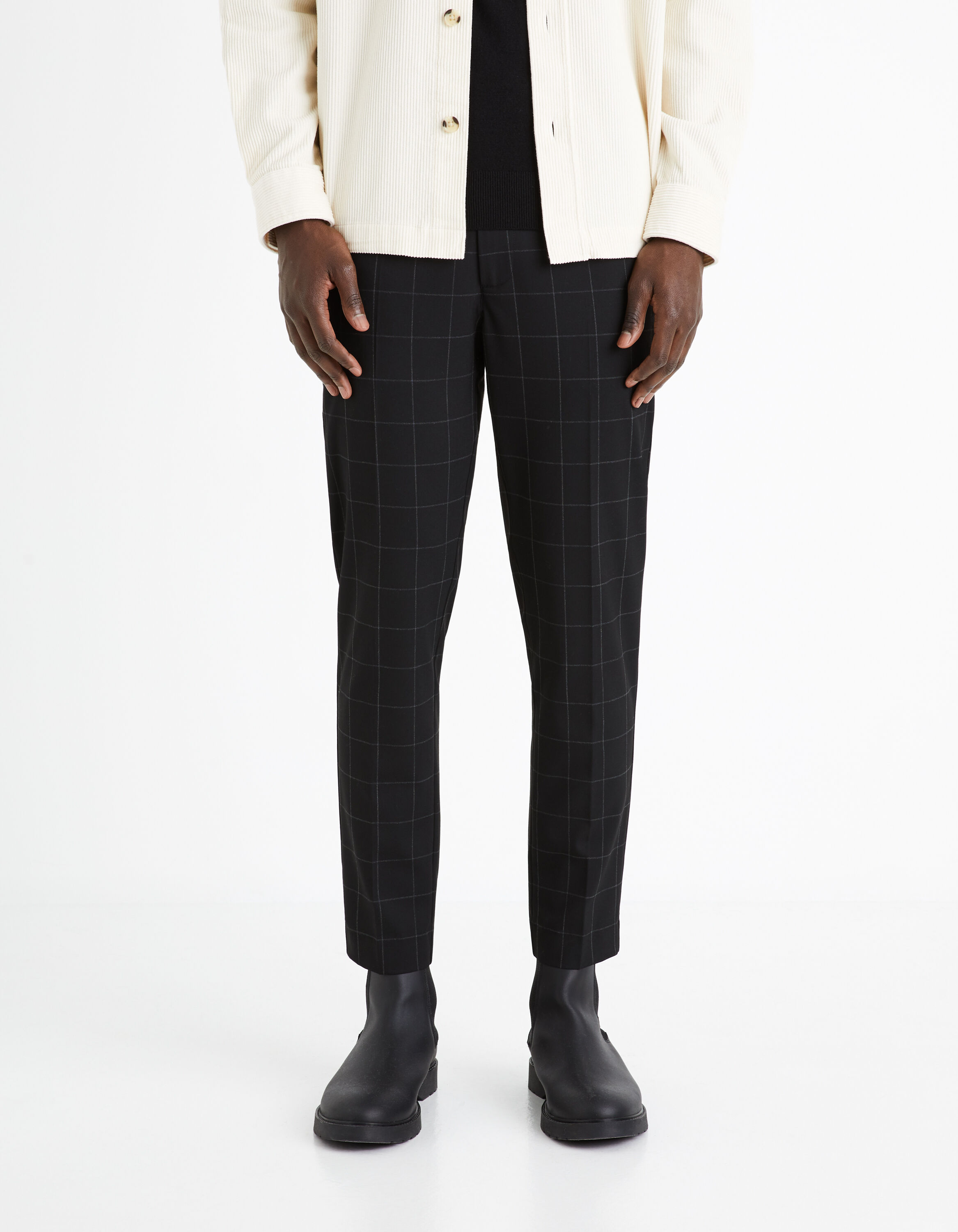 Pantalon 24h &agrave; carreaux - noir