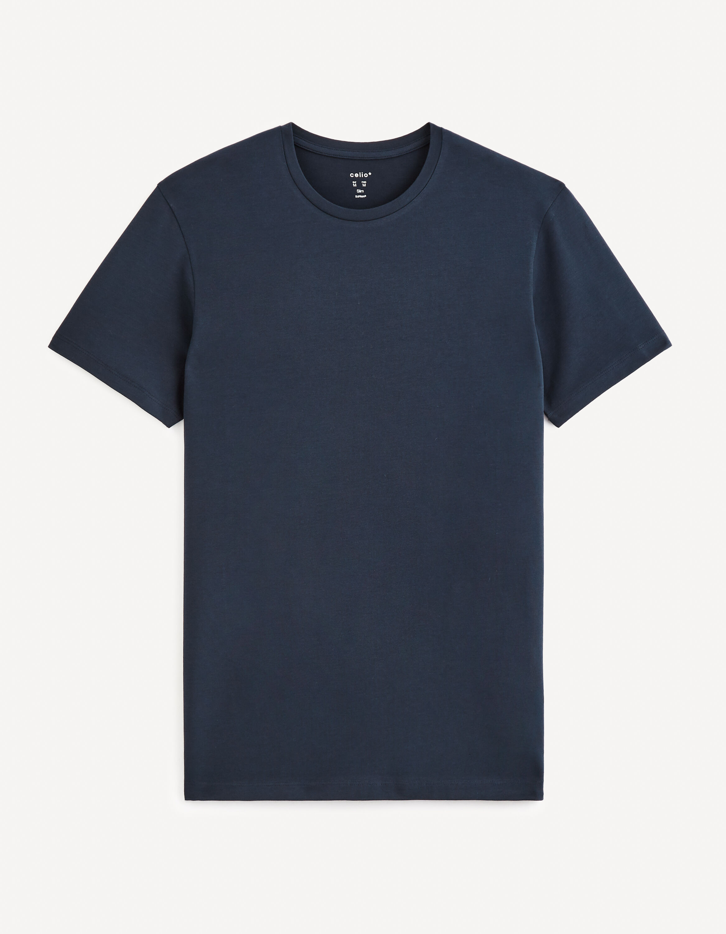 T-shirt col rond coton stretch - marine