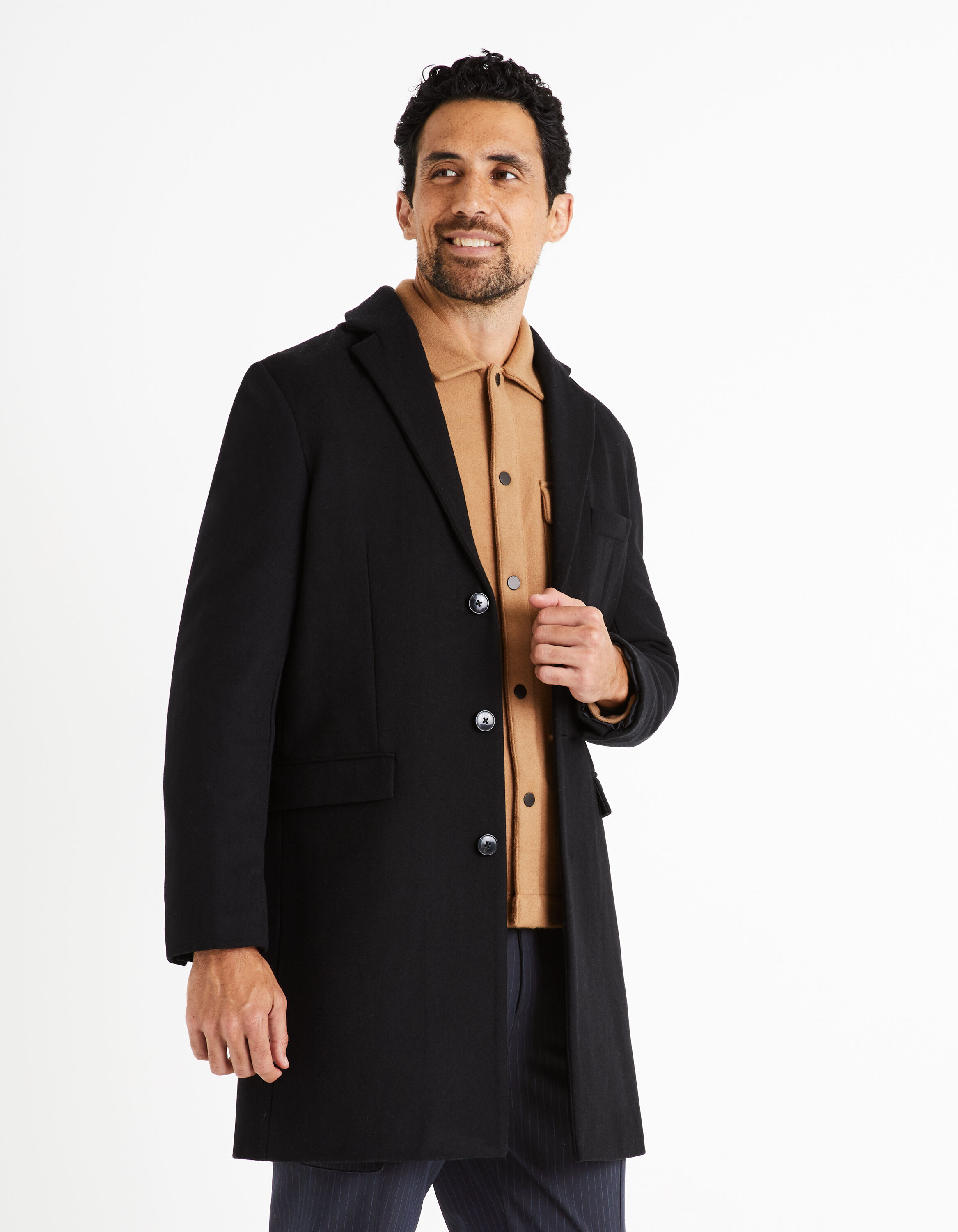 Manteau m&eacute;lange laine - noir
