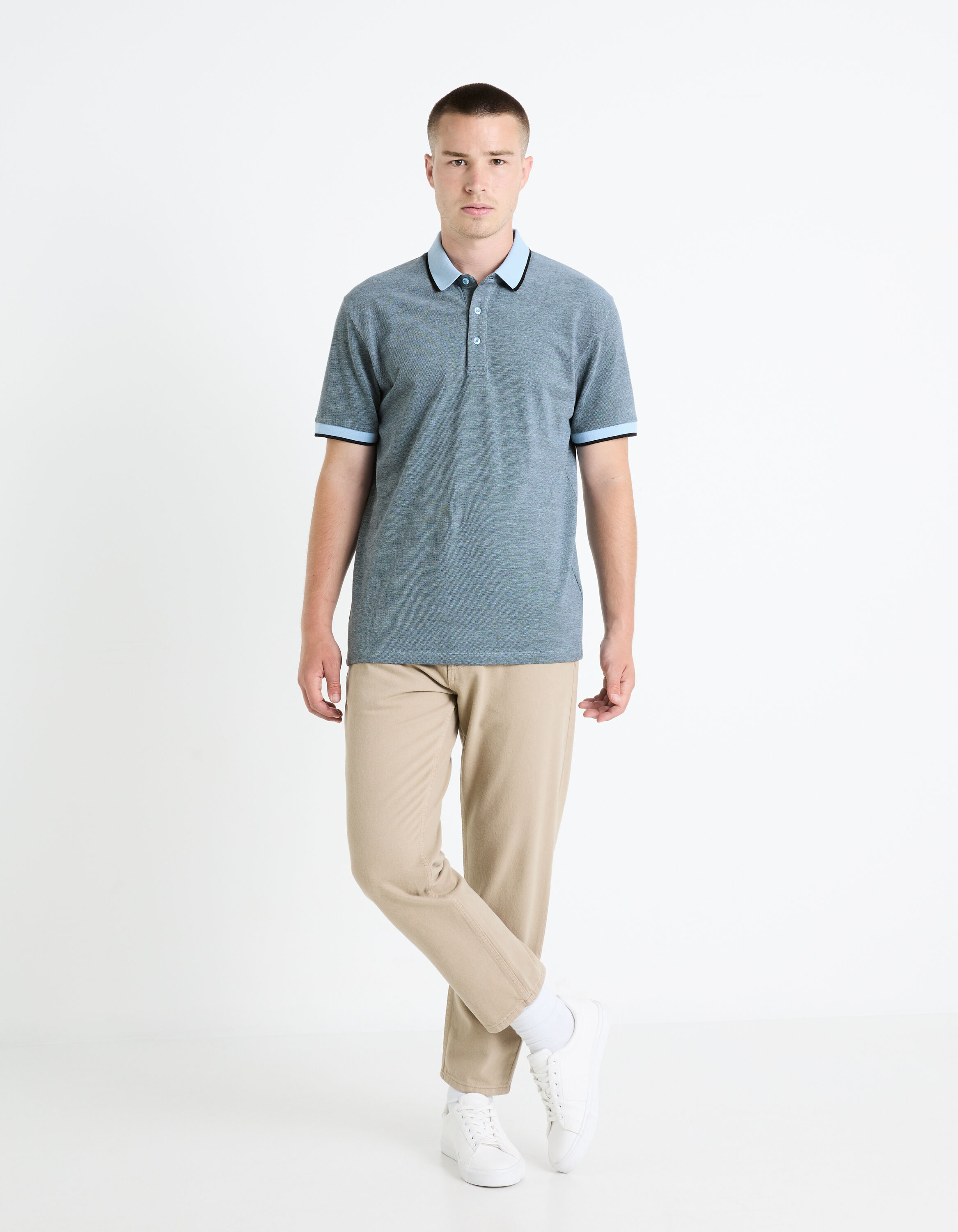 Polo piqu&eacute; 100% coton - gris