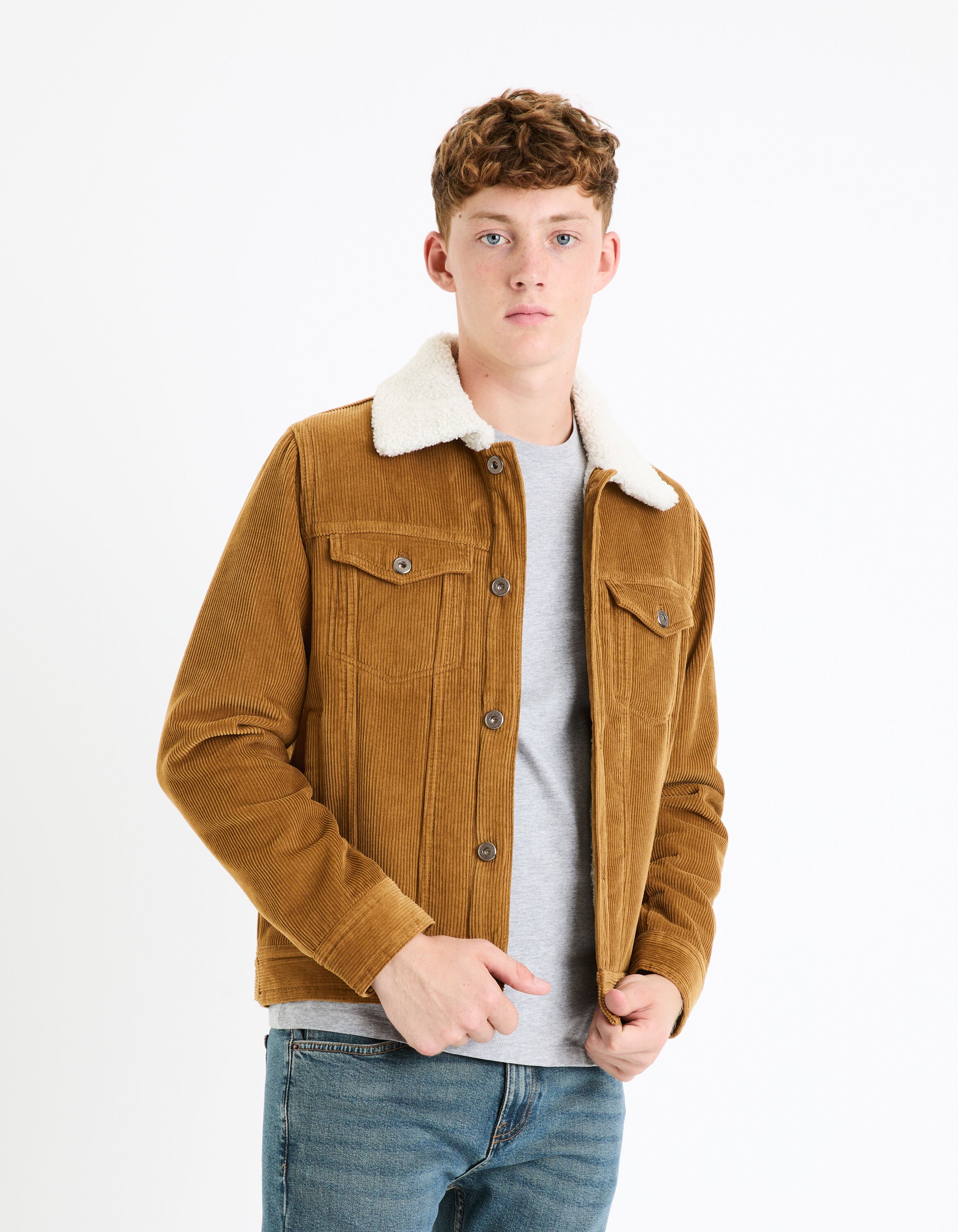 Blouson velours doubl&eacute; sherpa - camel