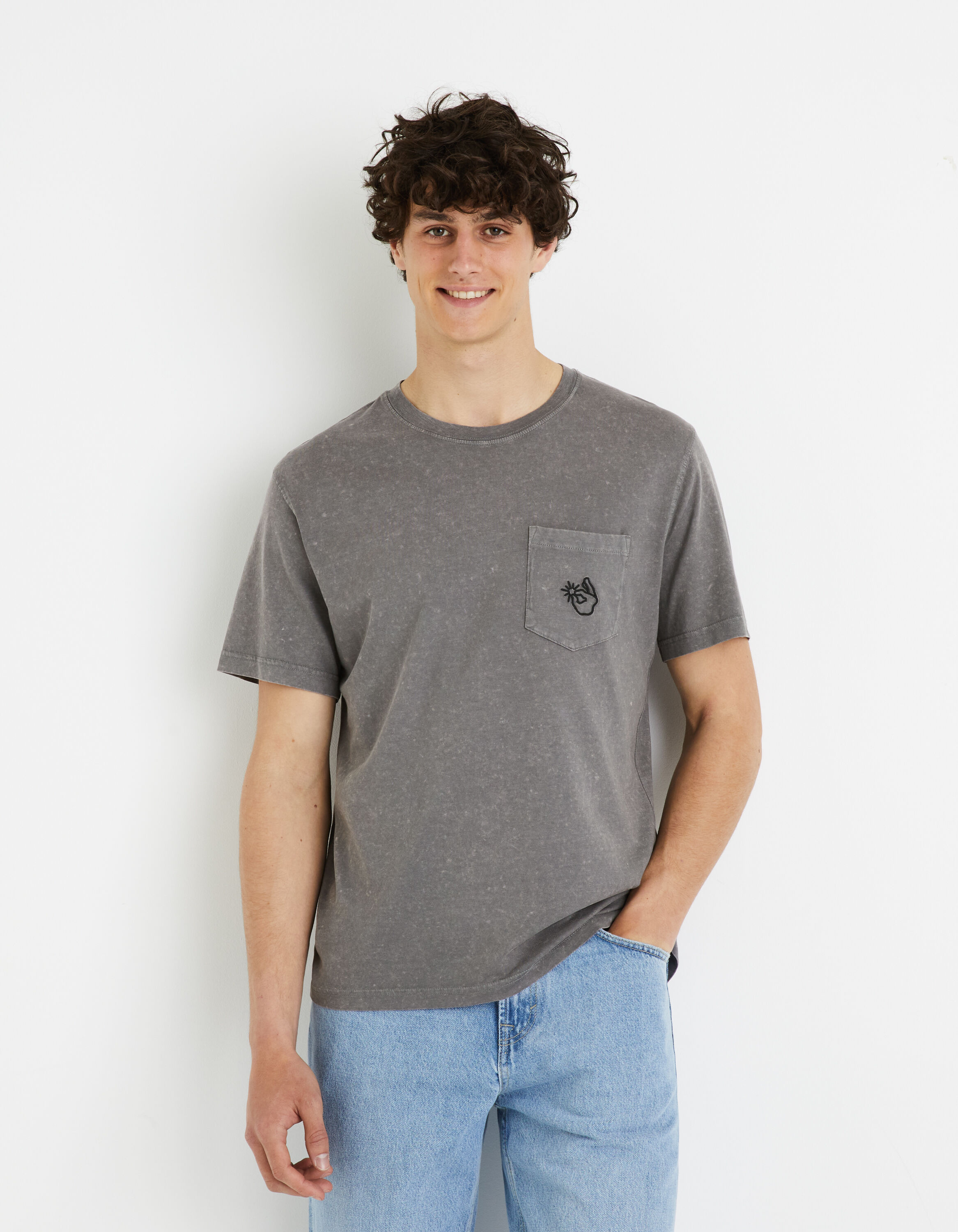 T-shirt col rond 100% coton - gris