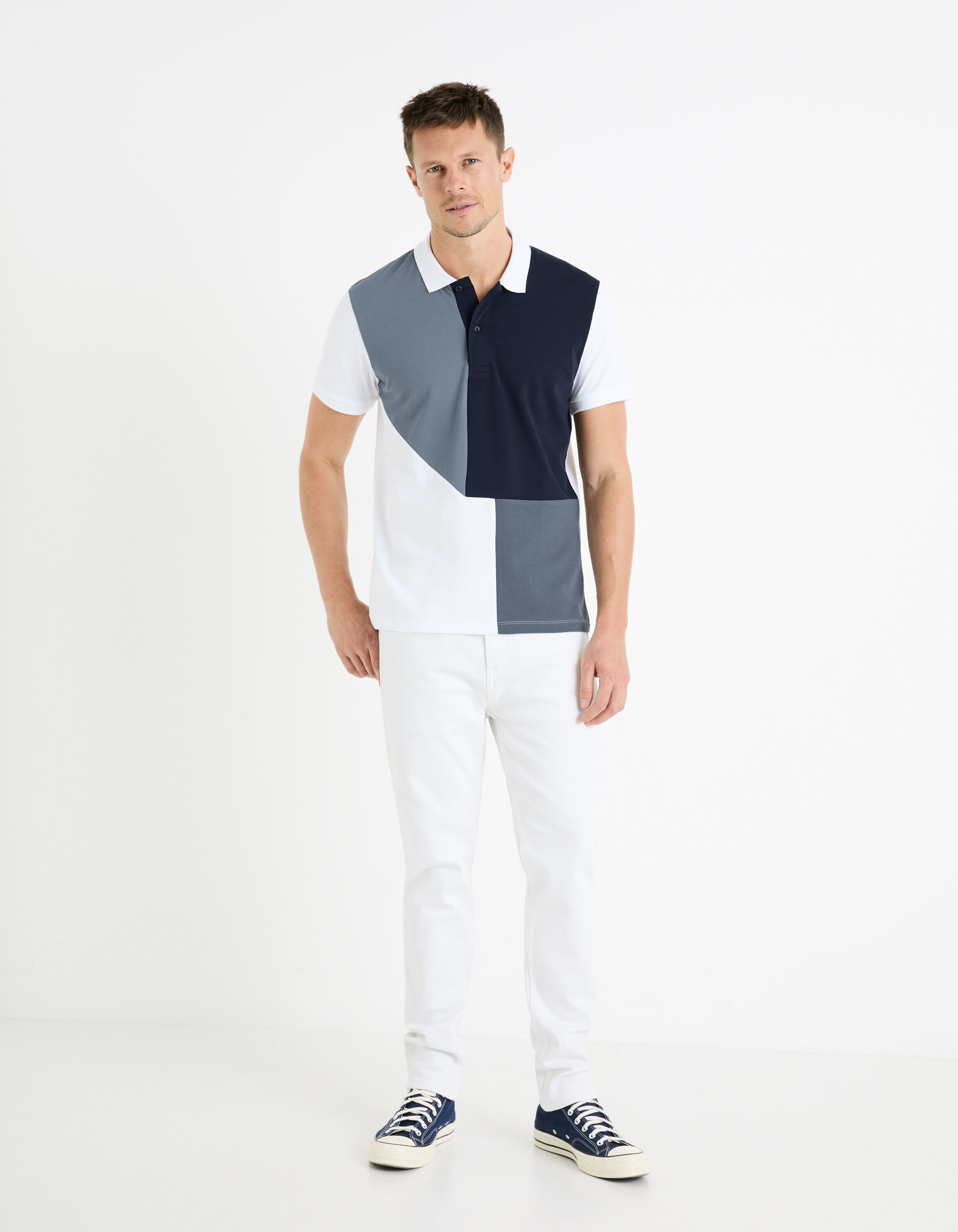 Polo piqu&eacute; 100% coton - bleu gris