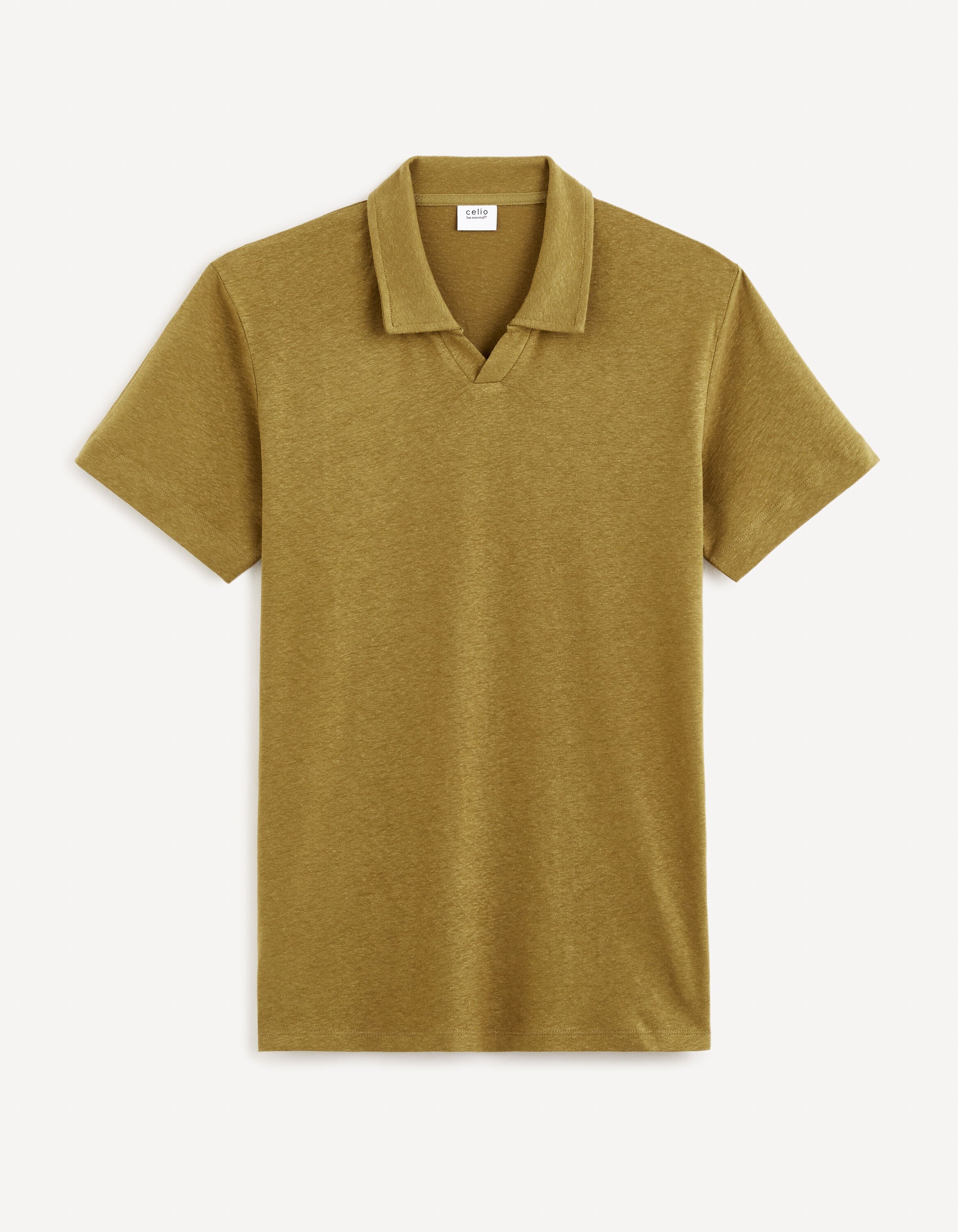 Polo lin m&eacute;lang&eacute; - kaki