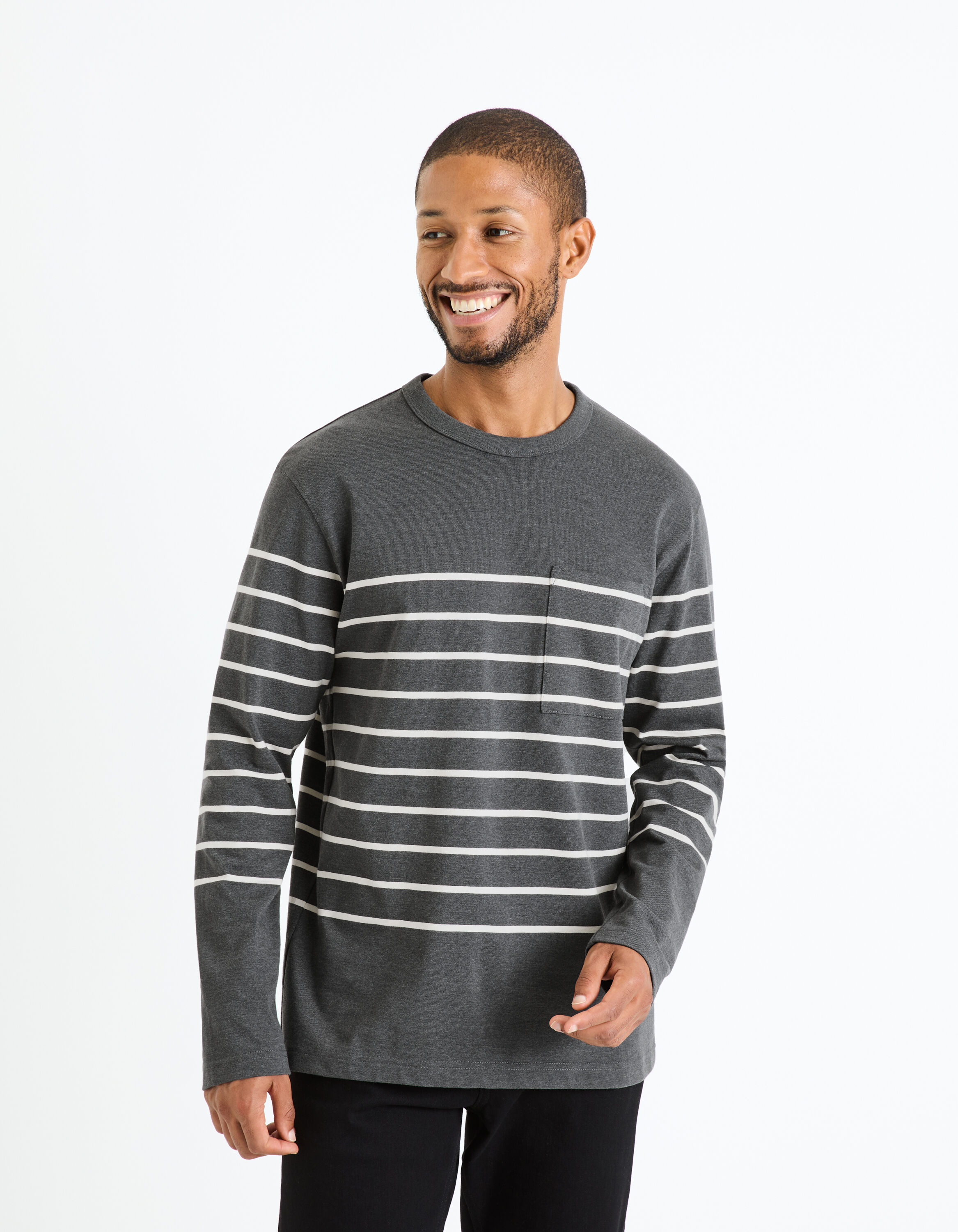 T-shirt col rond 100% coton - anthracite