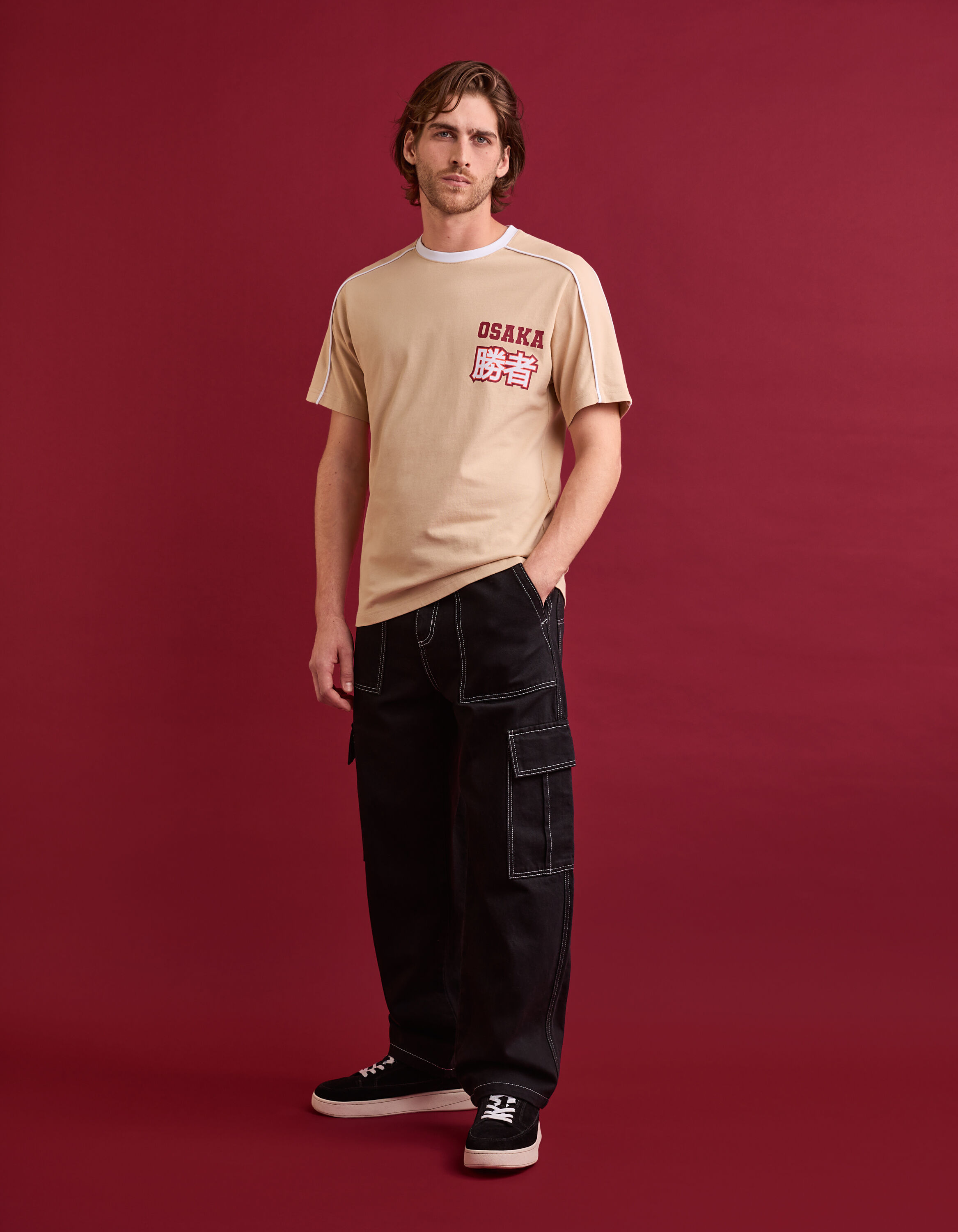 T-shirt col rond 100% coton - beige