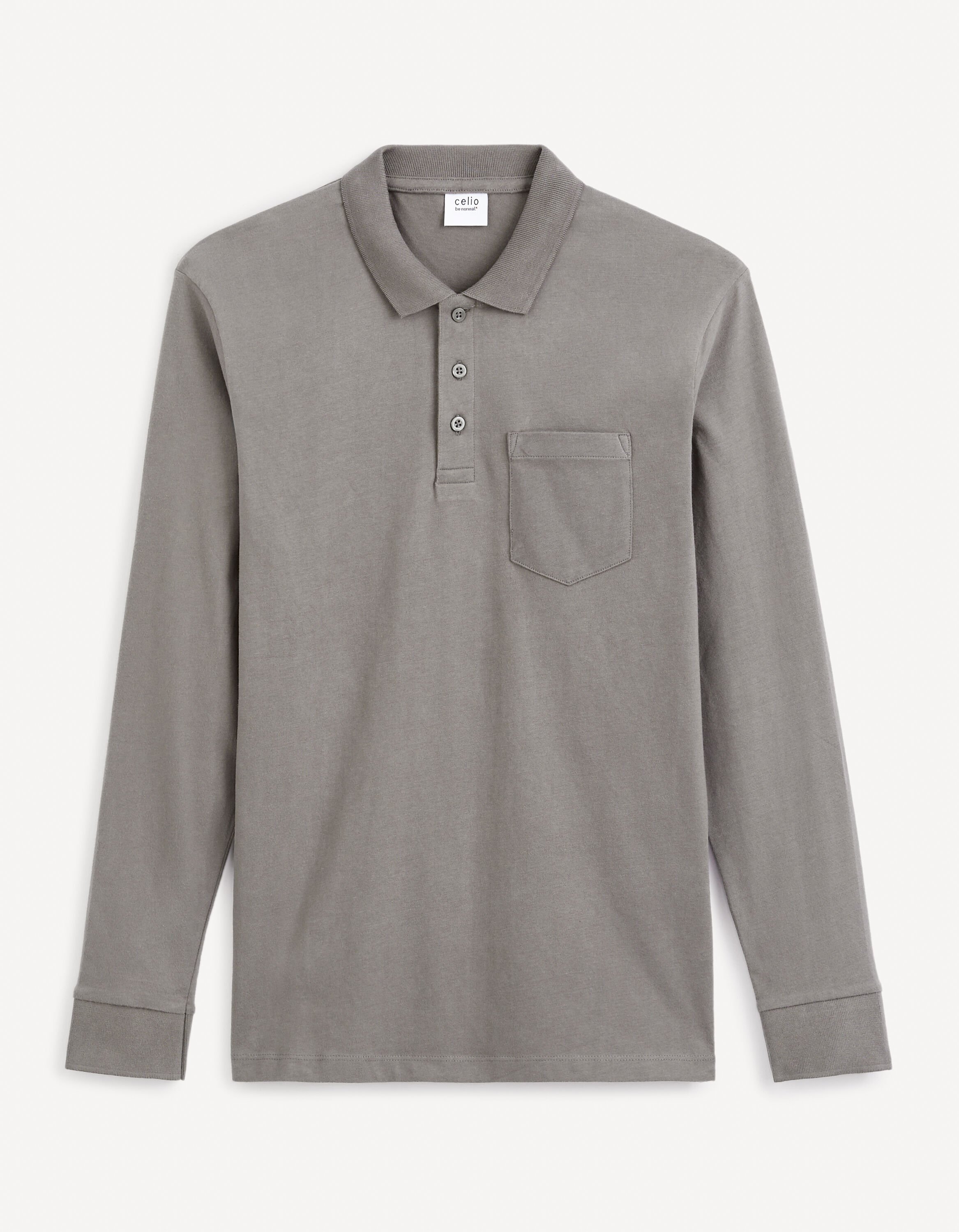 Polo jersey manches longues 100% coton - gris