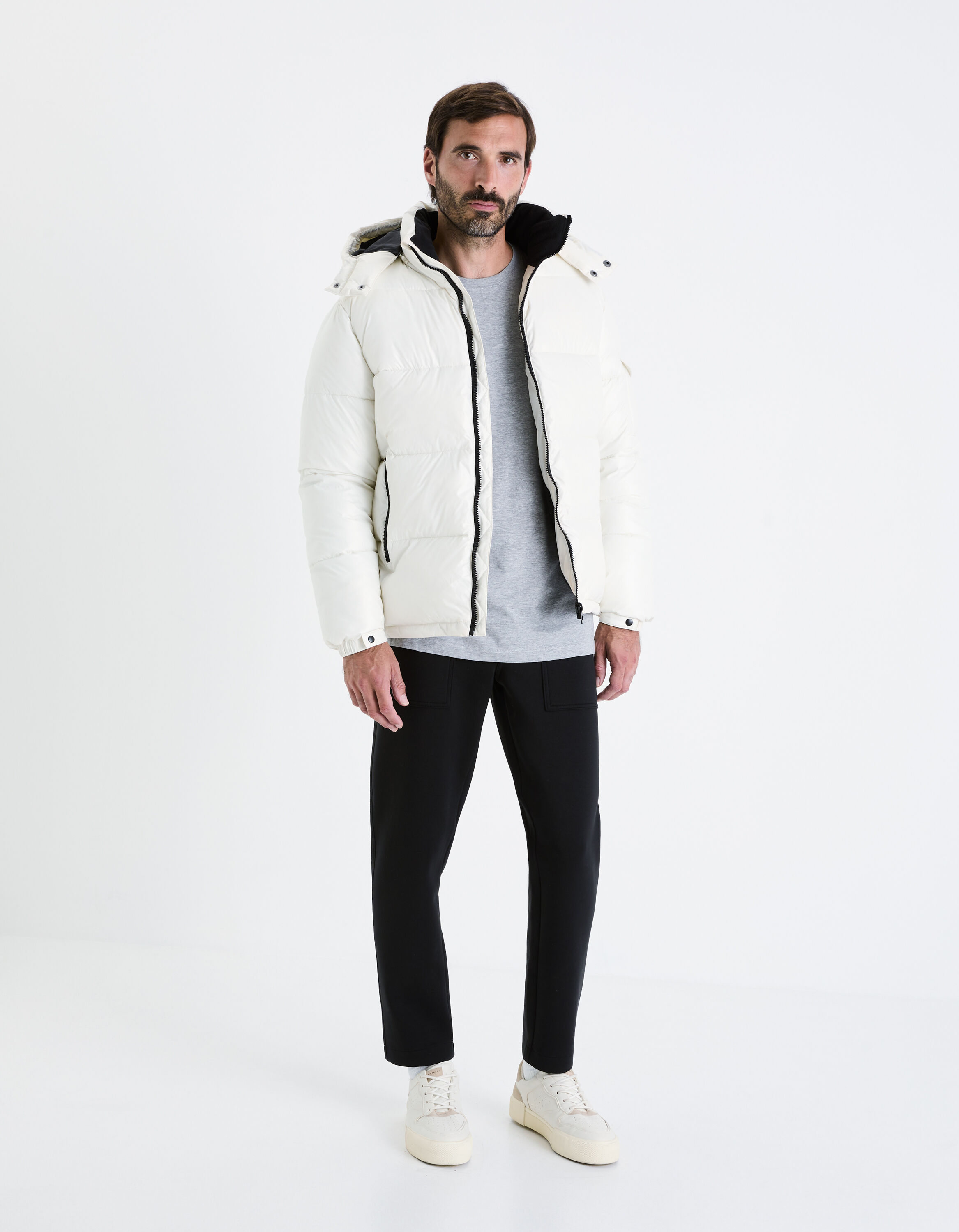 Doudoune chaude tissu brillant - blanc