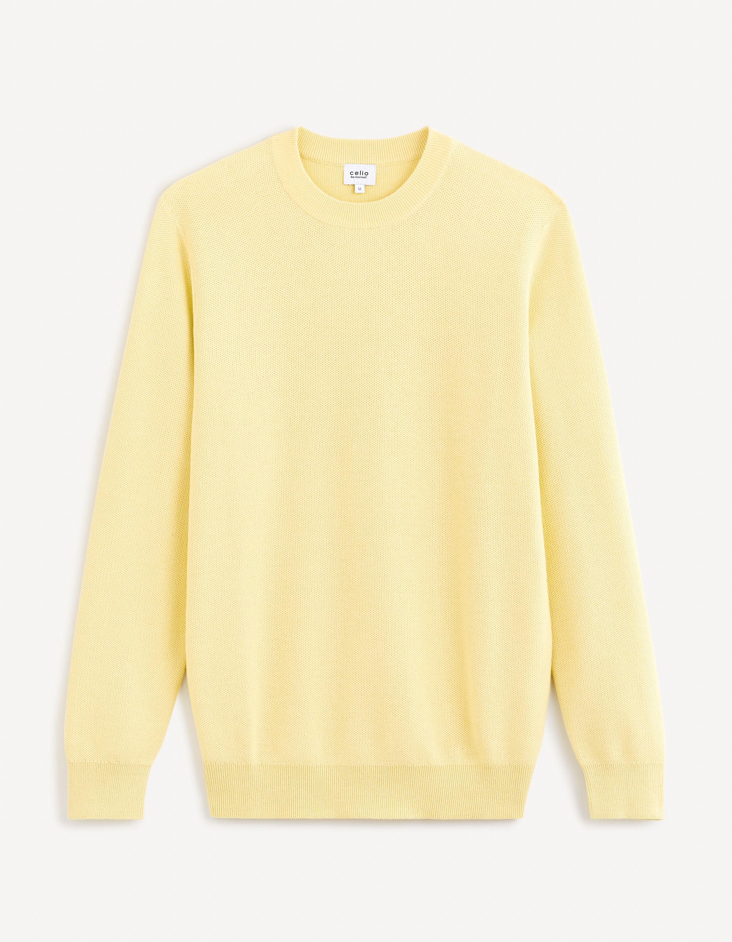 Pull col rond 100% coton - jaune