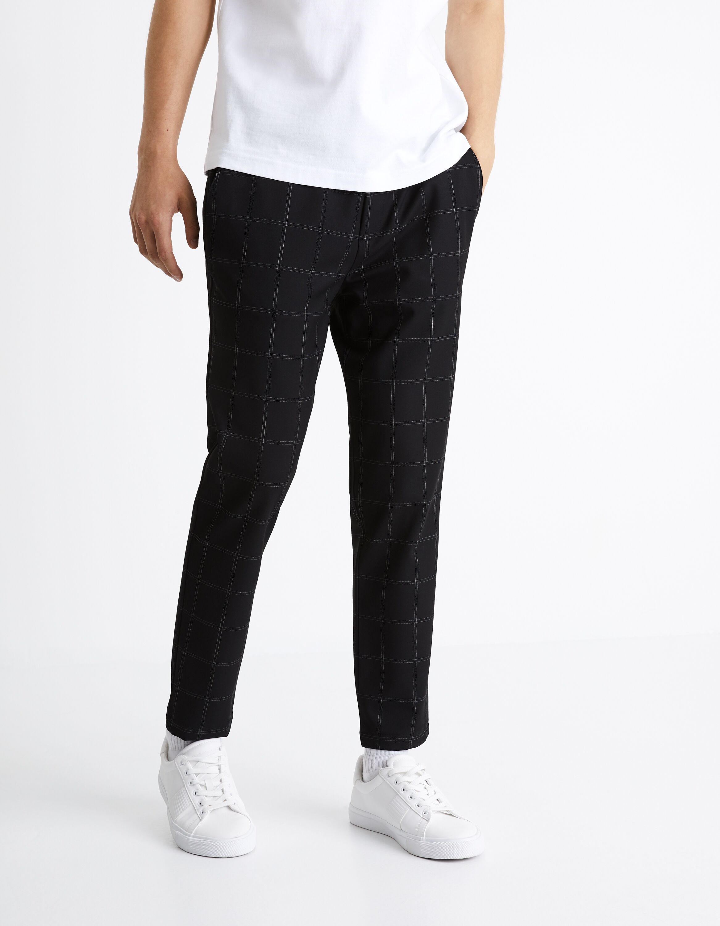 Pantalon 24h &agrave; carreaux - noir